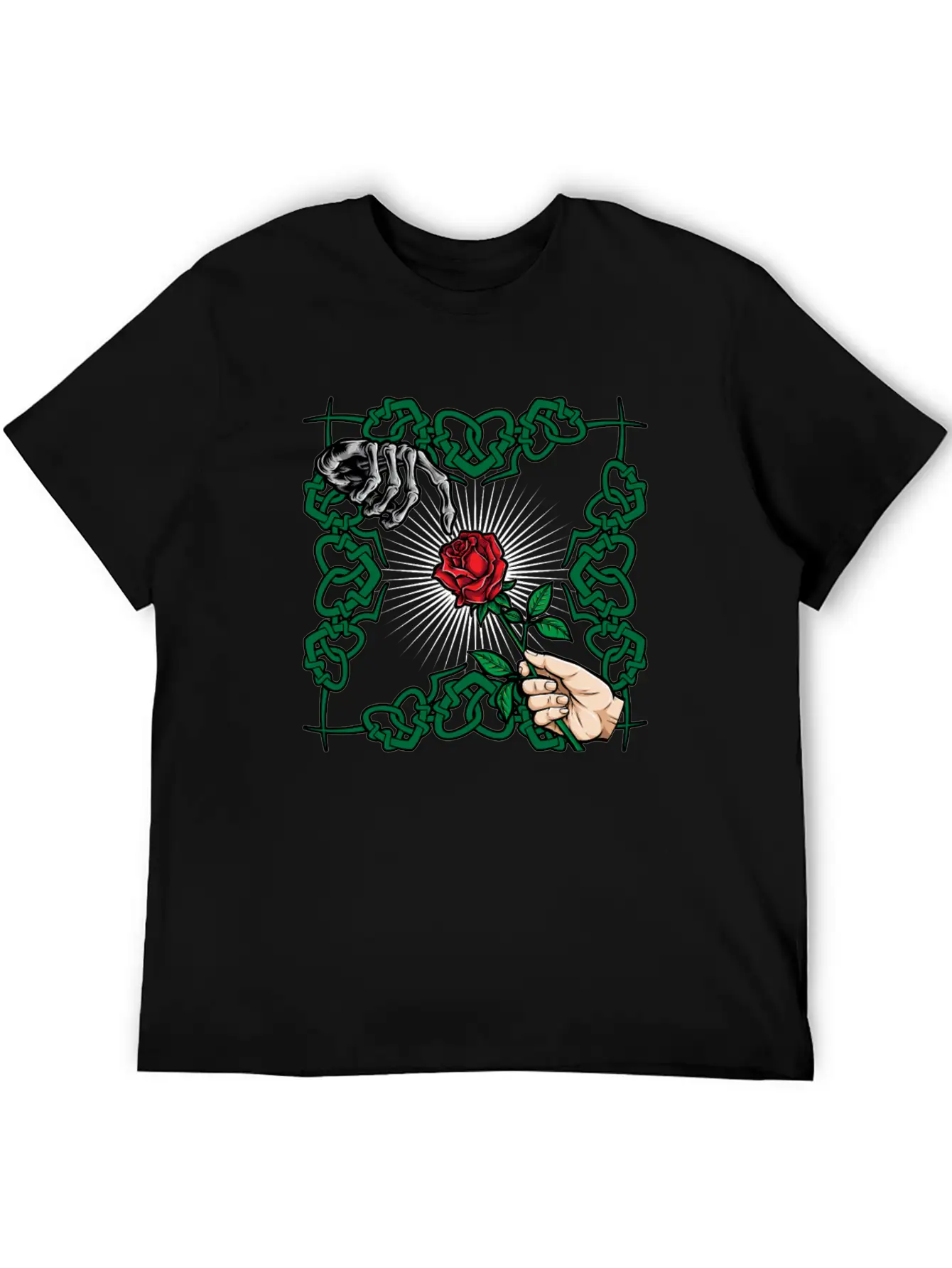 Rose Skeleton Hand Goth Clothes Emo Style Gifts Unisex Casual T-Shirt – Clean Design For Daily Comfort