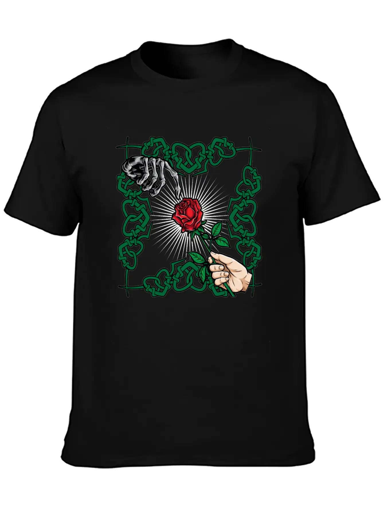 Rose Skeleton Hand Goth Clothes Emo Style Gifts Unisex Casual T-Shirt – Clean Design For Daily Comfort