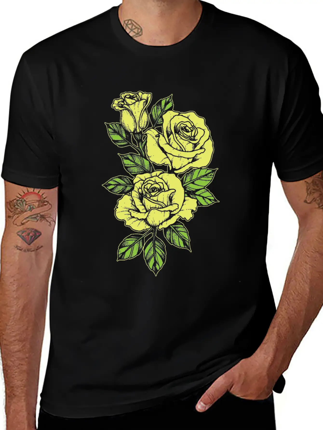 Rose Yellow Nature Tattoo Symbol Flower Love Gift Unisex Short Sleeve Soft Cotton T-Shirt – Casual Everyday Wear