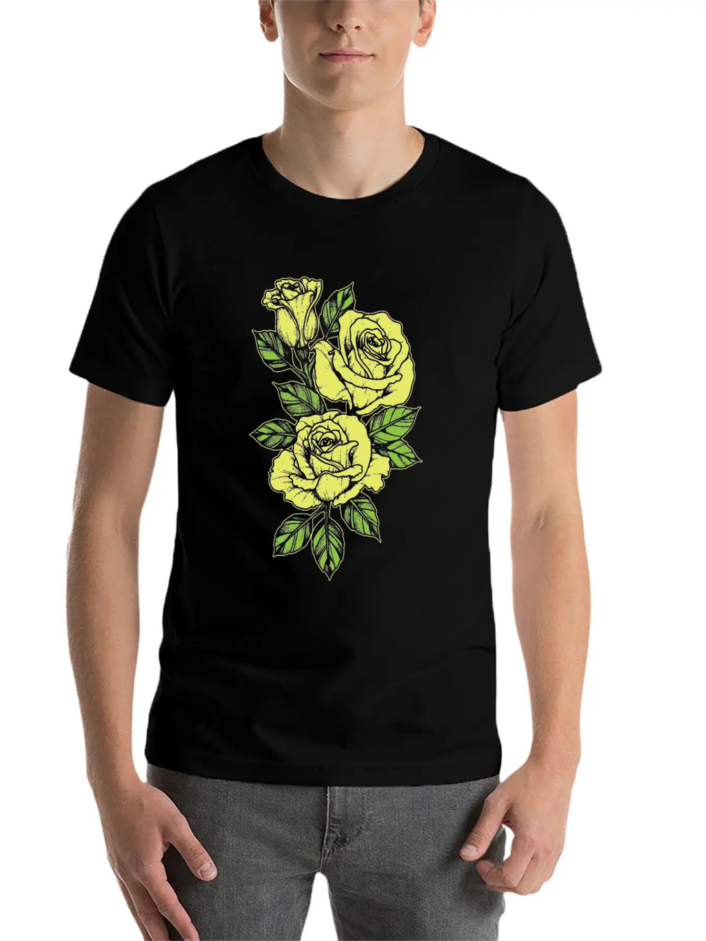 Rose Yellow Nature Tattoo Symbol Flower Love Gift Unisex Short Sleeve Soft Cotton T-Shirt – Casual Everyday Wear