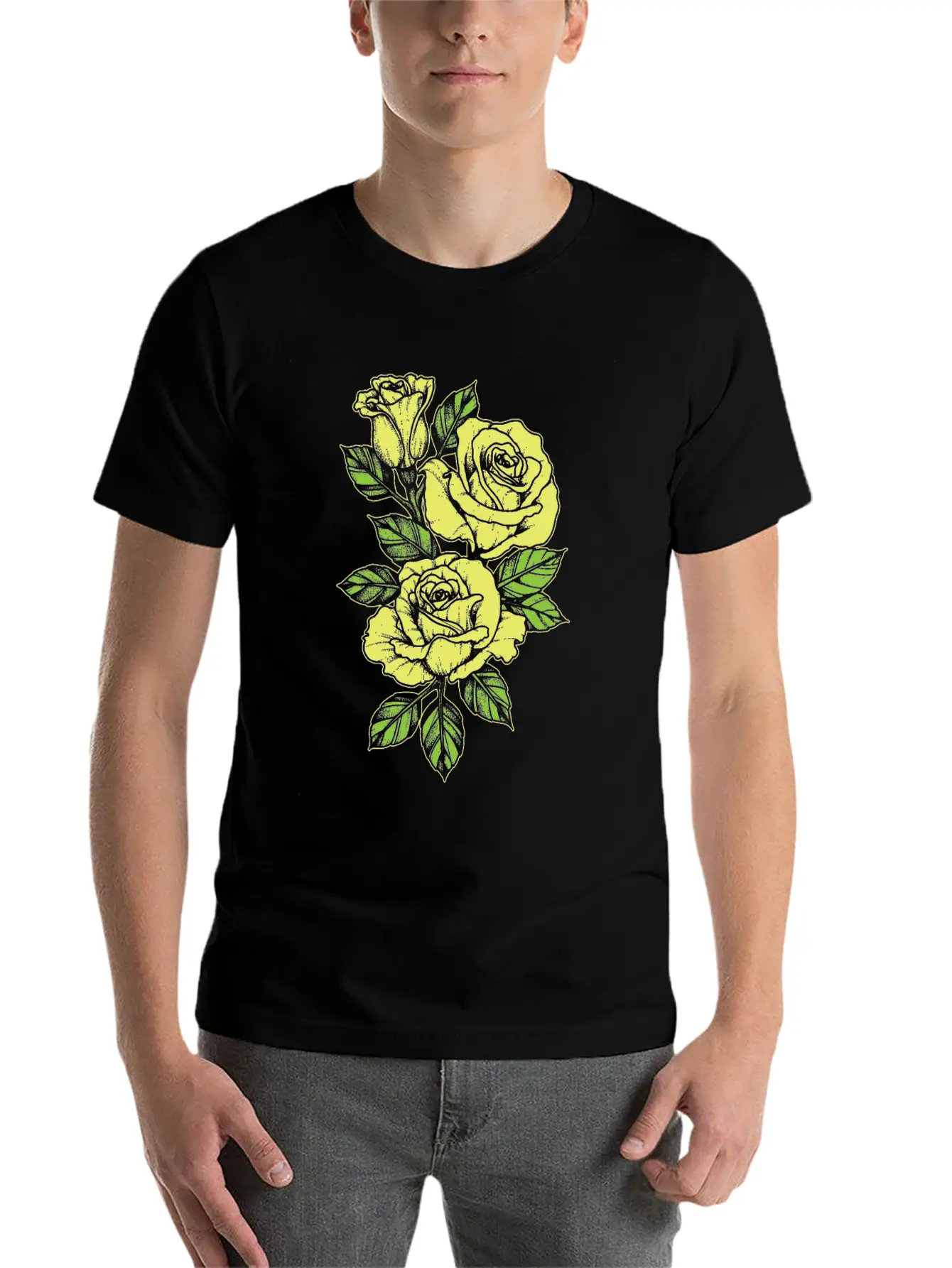 Rose Yellow Nature Tattoo Symbol Flower Love Gift Unisex Short Sleeve Soft Cotton T-Shirt – Casual Everyday Wear