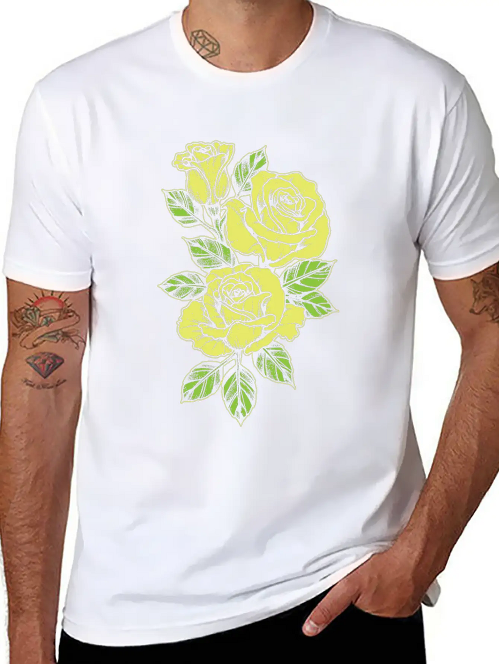 Rose Yellow Nature Tattoo Symbol Flower Love Gift Unisex Short Sleeve Soft Cotton T-Shirt – Casual Everyday Wear