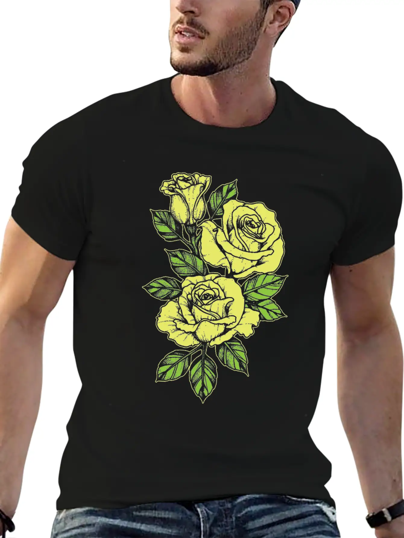 Rose Yellow Nature Tattoo Symbol Flower Love Gift Unisex Short Sleeve Soft Cotton T-Shirt – Casual Everyday Wear