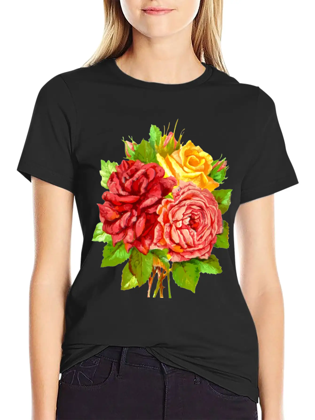 Roses Stylish Everyday T-Shirt – Unisex Basic Cotton Tee