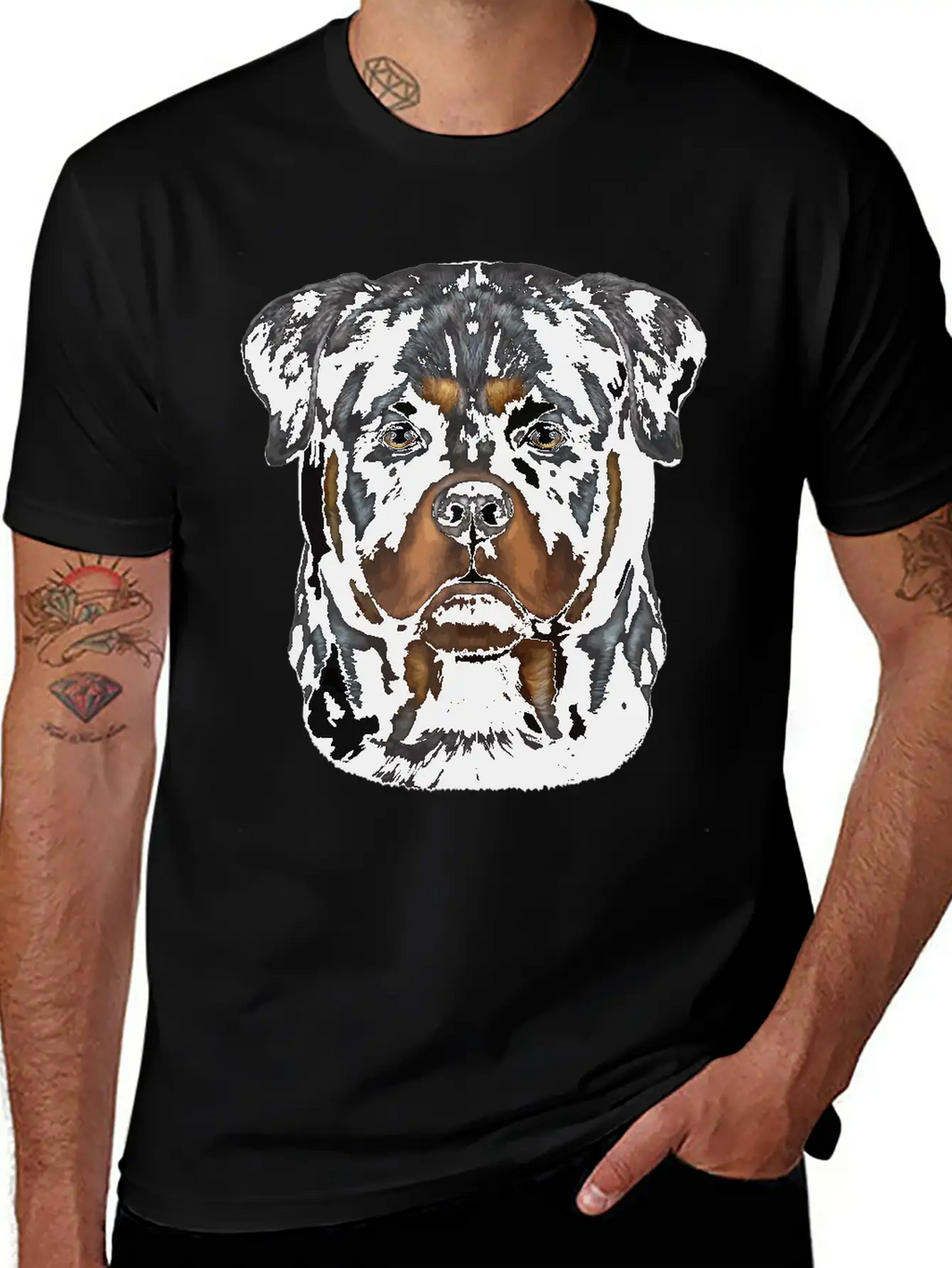 Rottweiler Dog Face Zip Unisex Casual T-Shirt – Clean Design For Daily Comfort