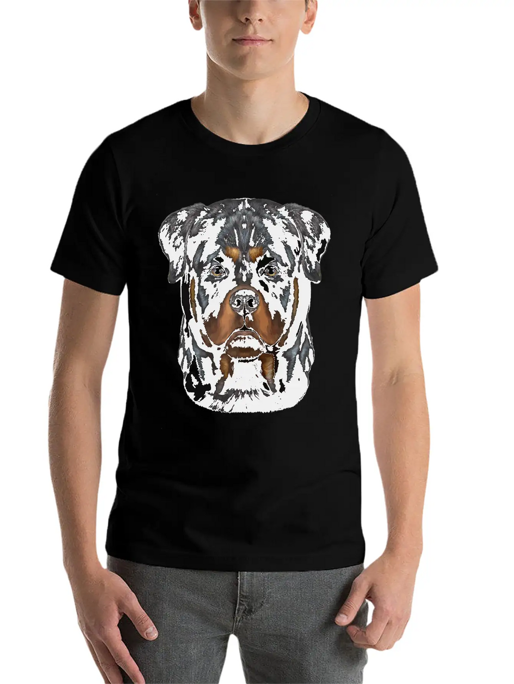 Rottweiler Dog Face Zip Unisex Casual T-Shirt – Clean Design For Daily Comfort