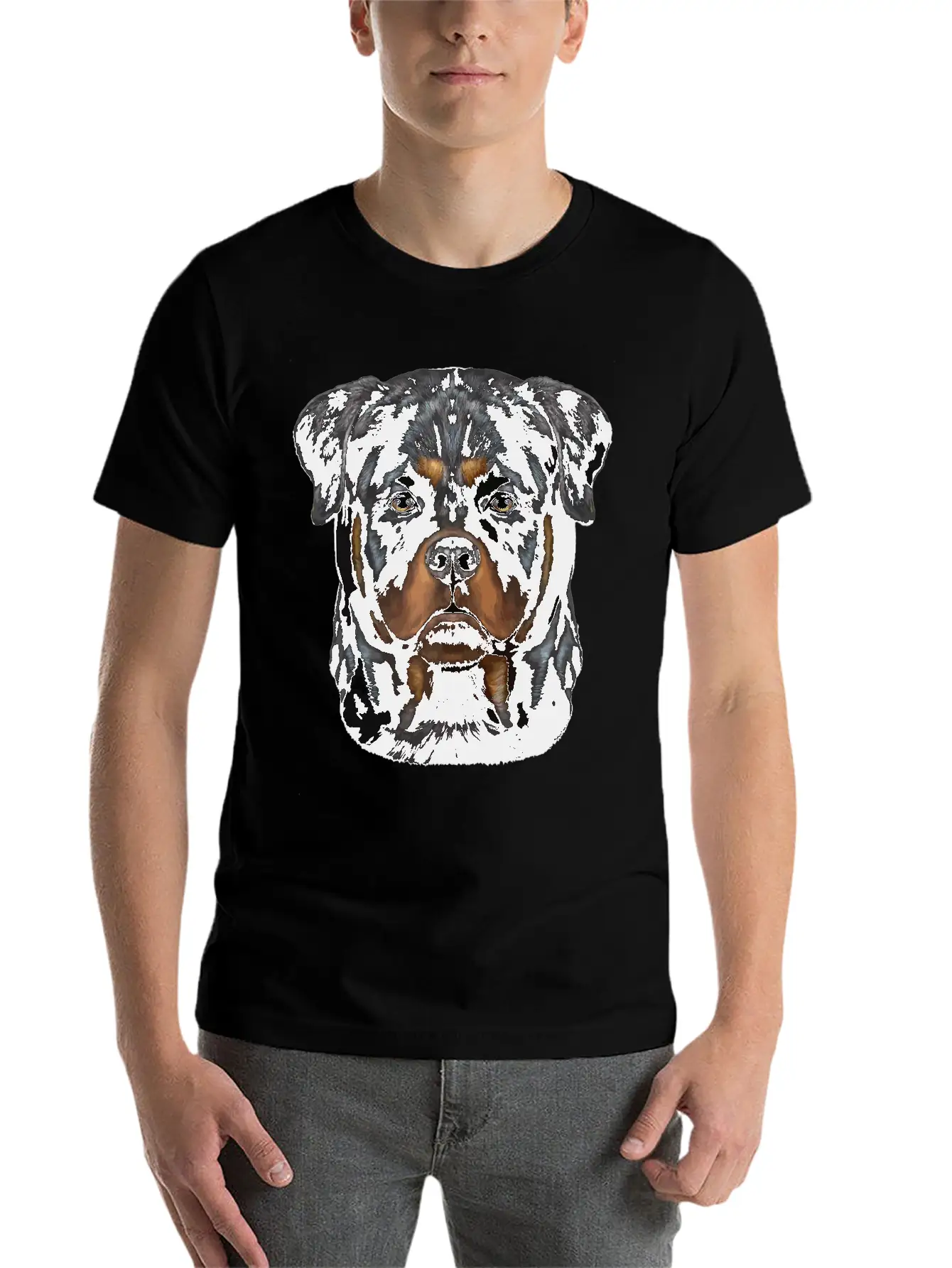 Rottweiler Dog Face Zip Unisex Casual T-Shirt – Clean Design For Daily Comfort