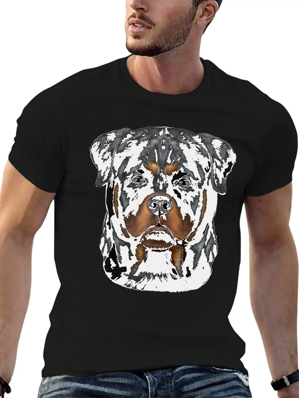 Rottweiler Dog Face Zip Unisex Casual T-Shirt – Clean Design For Daily Comfort