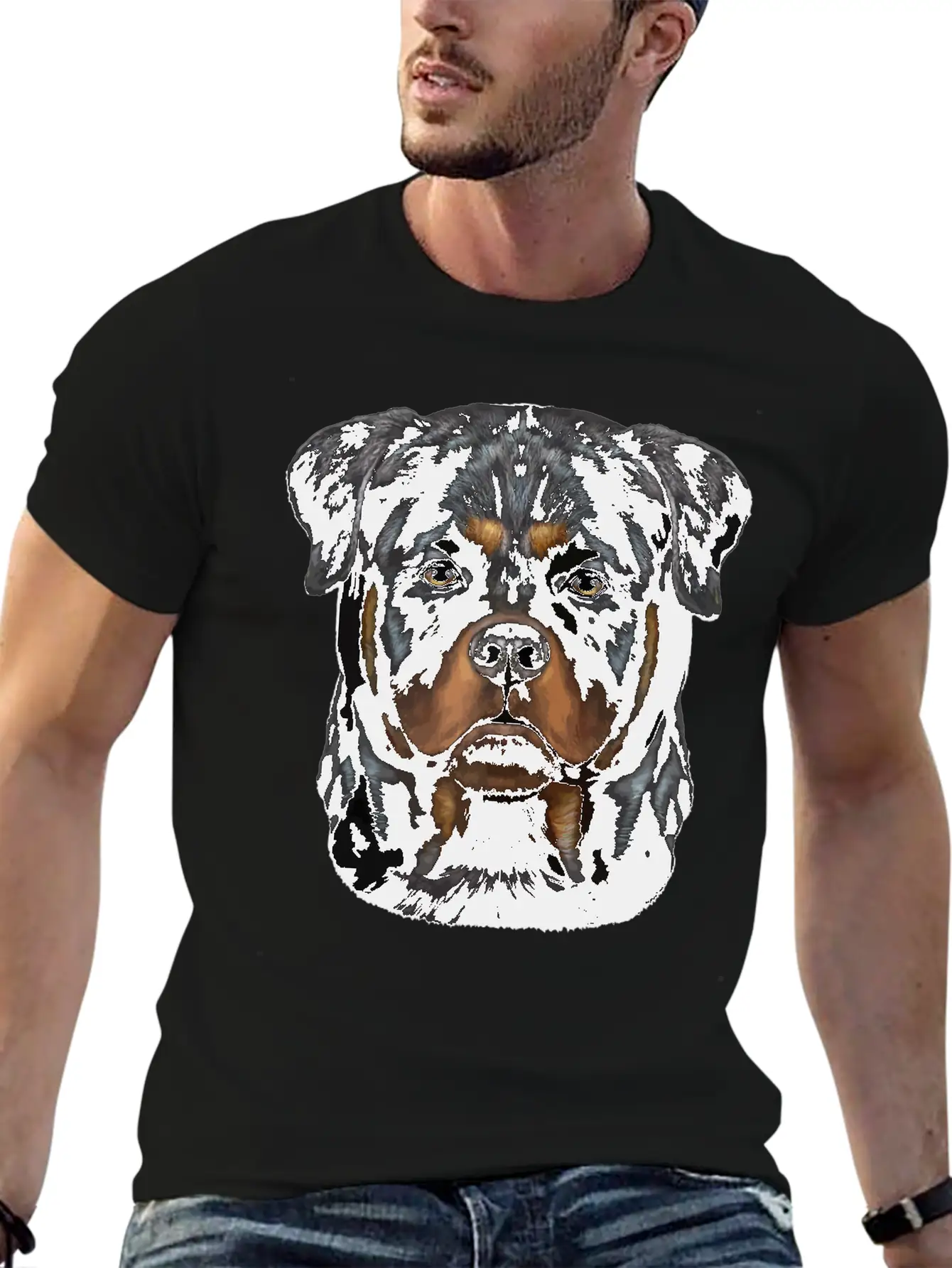 Rottweiler Dog Face Zip Unisex Casual T-Shirt – Clean Design For Daily Comfort