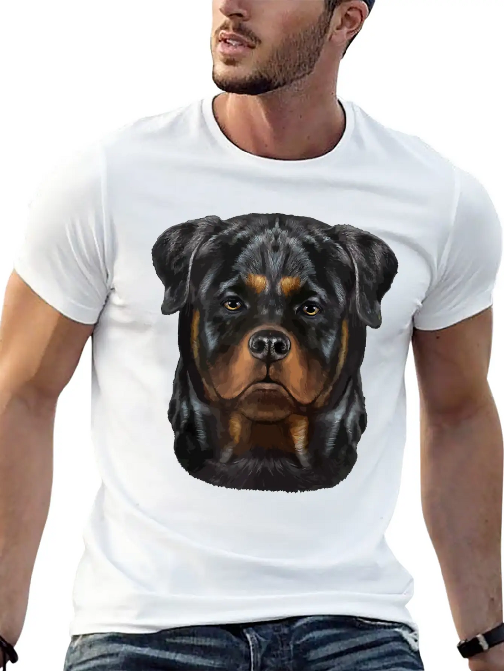 Rottweiler Dog Face Zip Unisex Casual T-Shirt – Clean Design For Daily Comfort
