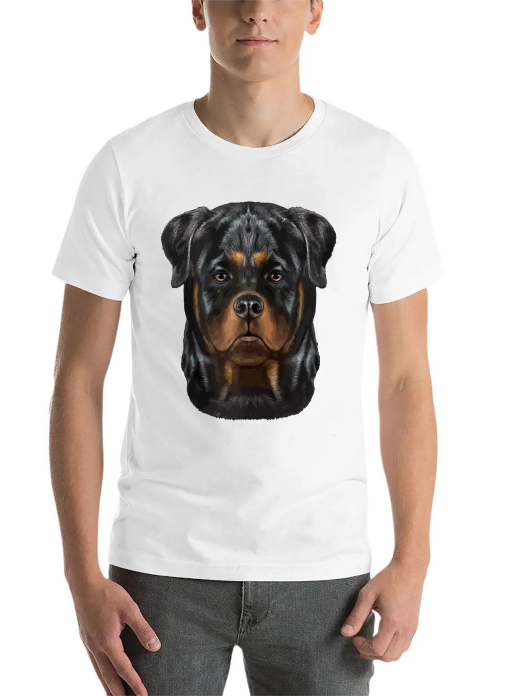 Rottweiler Dog Face Zip Unisex Casual T-Shirt – Clean Design For Daily Comfort