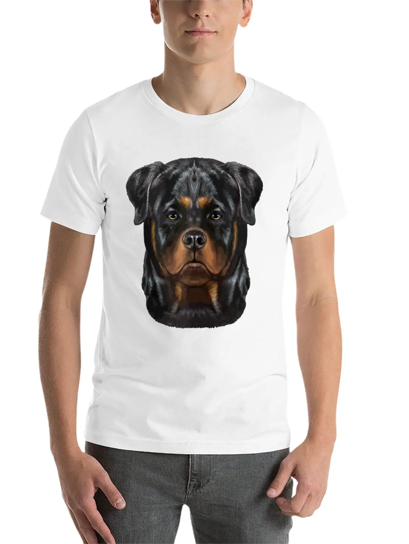 Rottweiler Dog Face Zip Unisex Casual T-Shirt – Clean Design For Daily Comfort