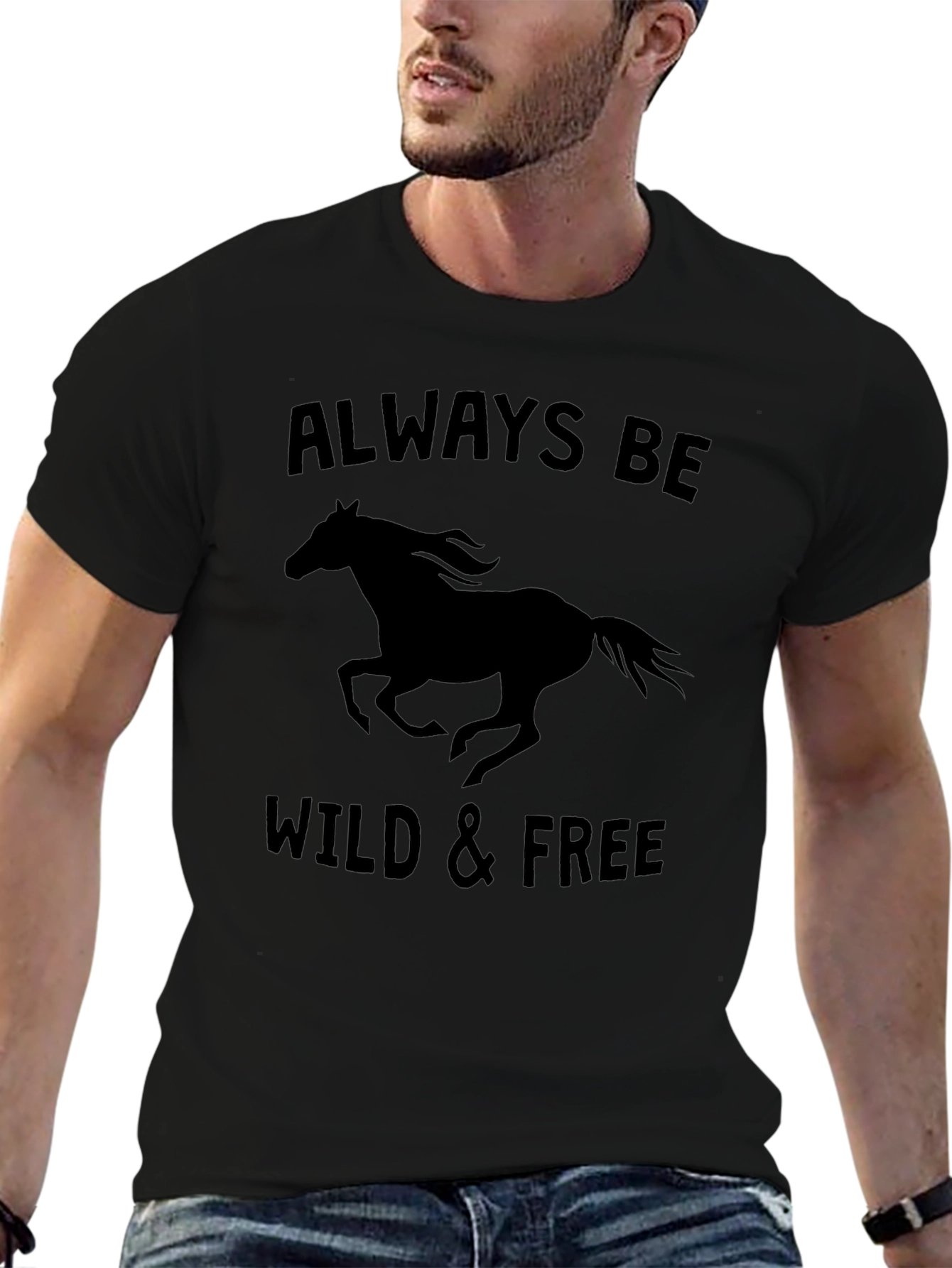 Wild & Free Horse Graphic Black T-Shirt