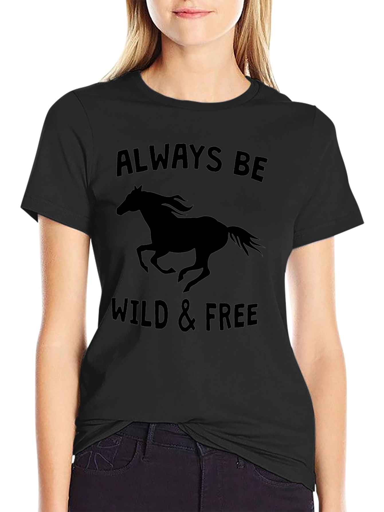 Wild & Free Horse Graphic Black T-Shirt