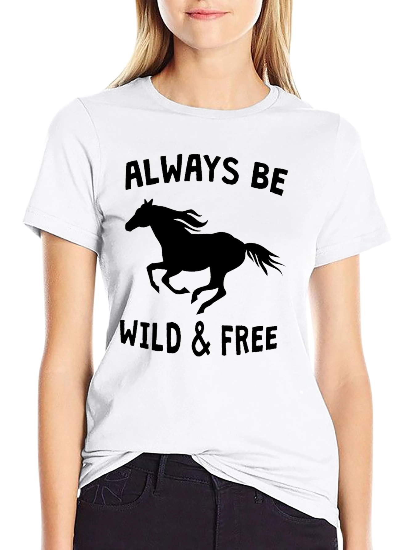 Wild & Free Horse Graphic Black T-Shirt