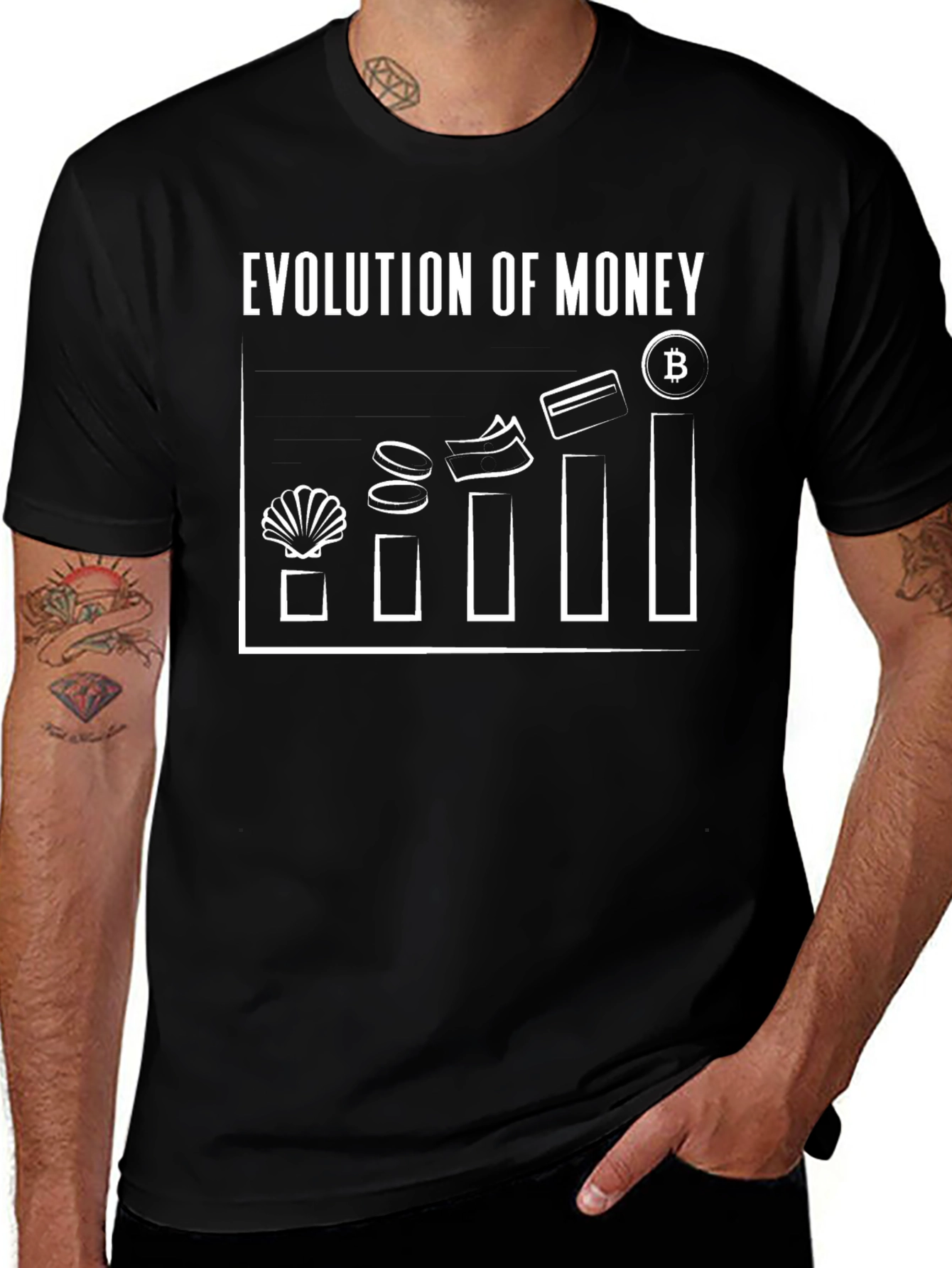 Evolution of Money Bitcoin Black T-Shirt