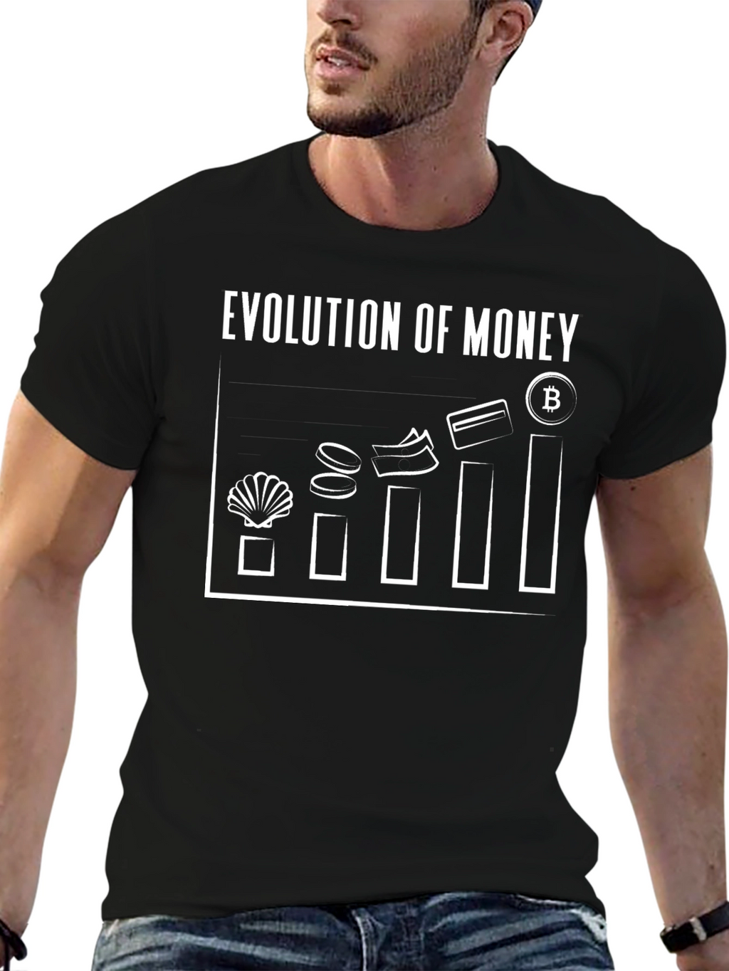 Evolution of Money Bitcoin Black T-Shirt