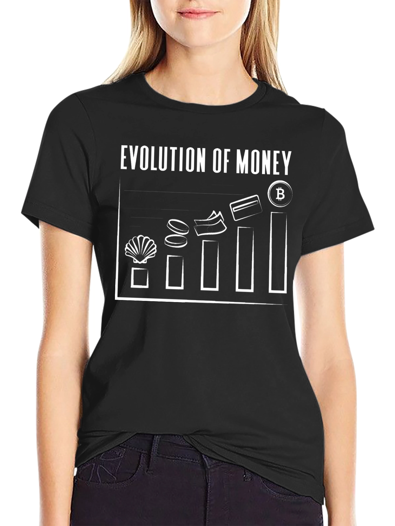 Evolution of Money Bitcoin Black T-Shirt