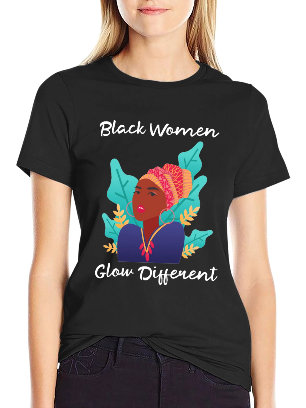 Black Women Glow Different Graphic Tee