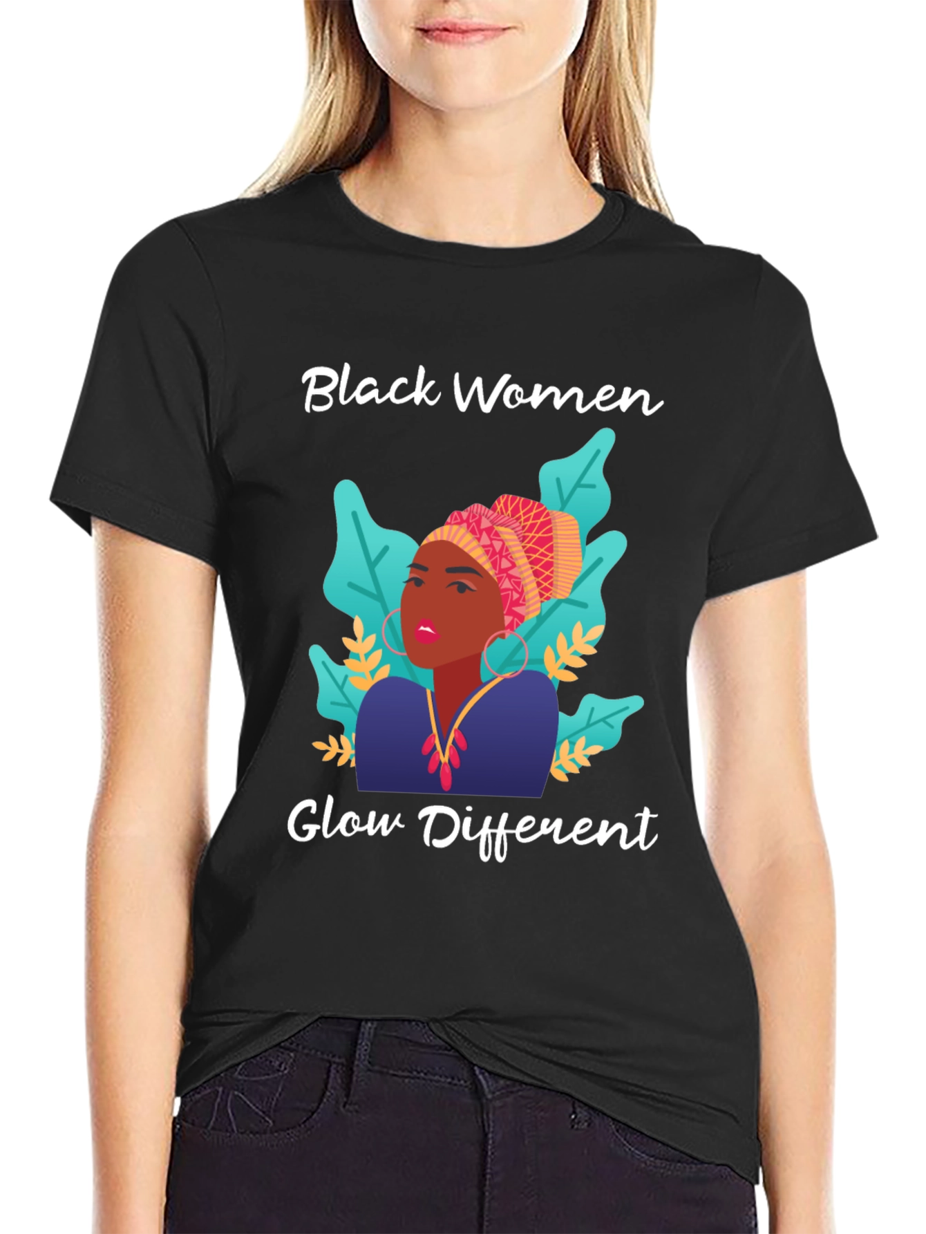 Black Women Glow Different Graphic Tee