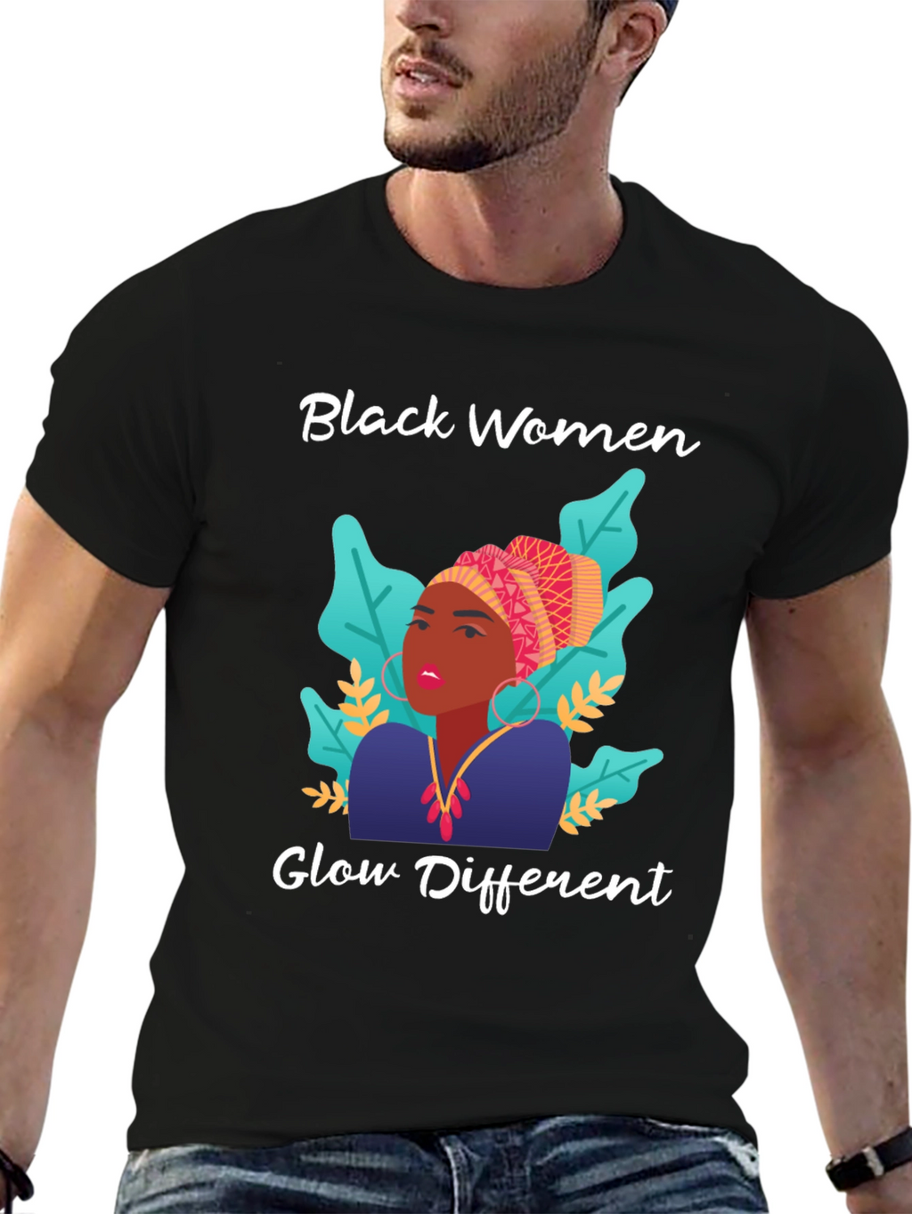 Black Women Glow Different Graphic Tee