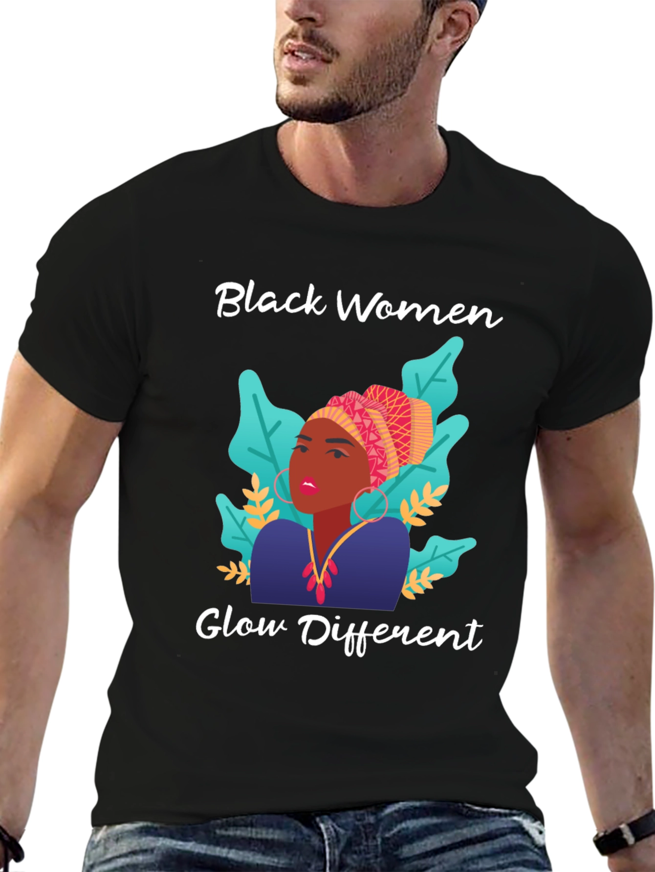 Black Women Glow Different Graphic Tee