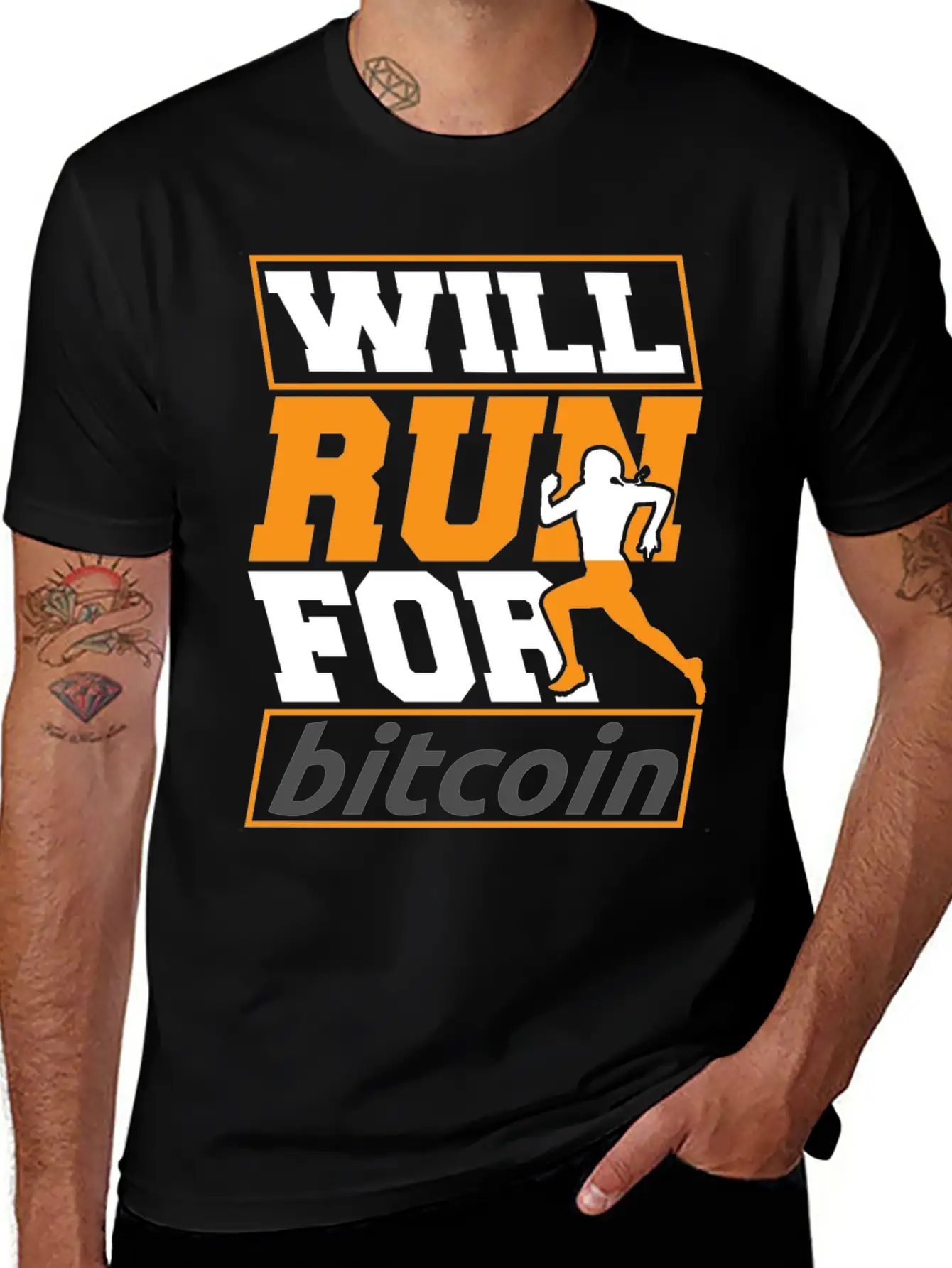 Runner Running Will Run For Bitcoin Essential Cotton Tee For Daily Outfits – Unisex Style