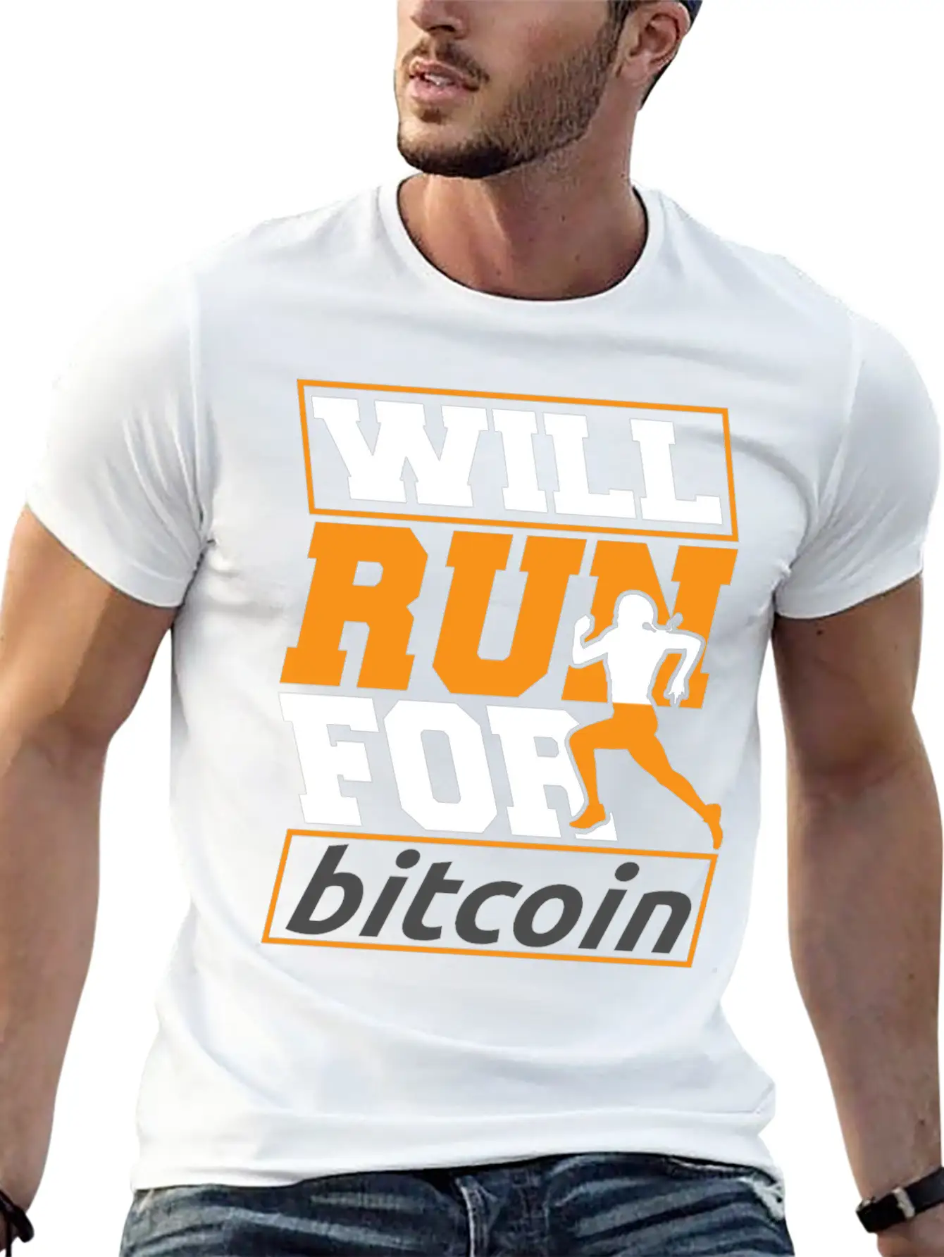 Runner Running Will Run For Bitcoin Essential Cotton Tee For Daily Outfits – Unisex Style