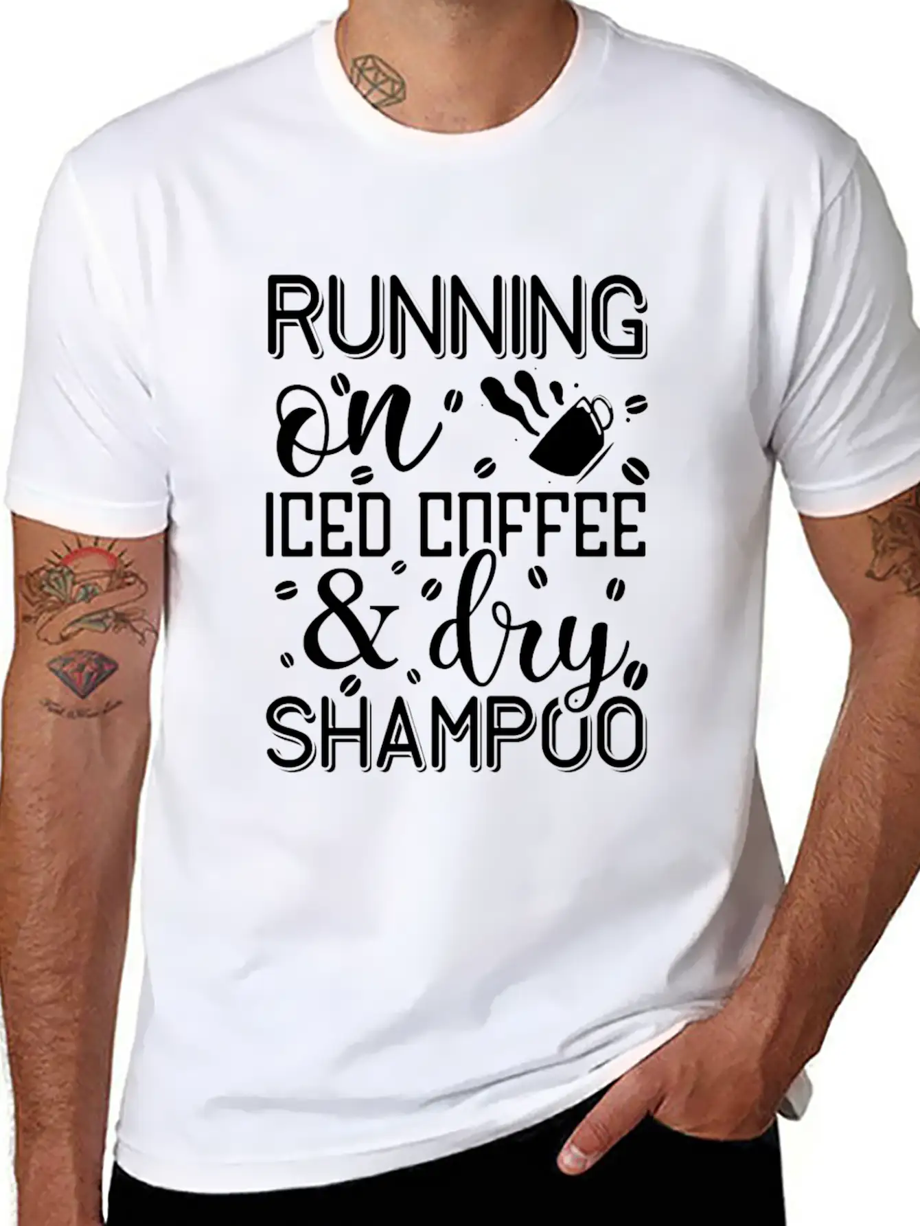 Running On Iced Coffee & Dry Shampoo Unisex Casual T-Shirt – Clean Design For Daily Comfort