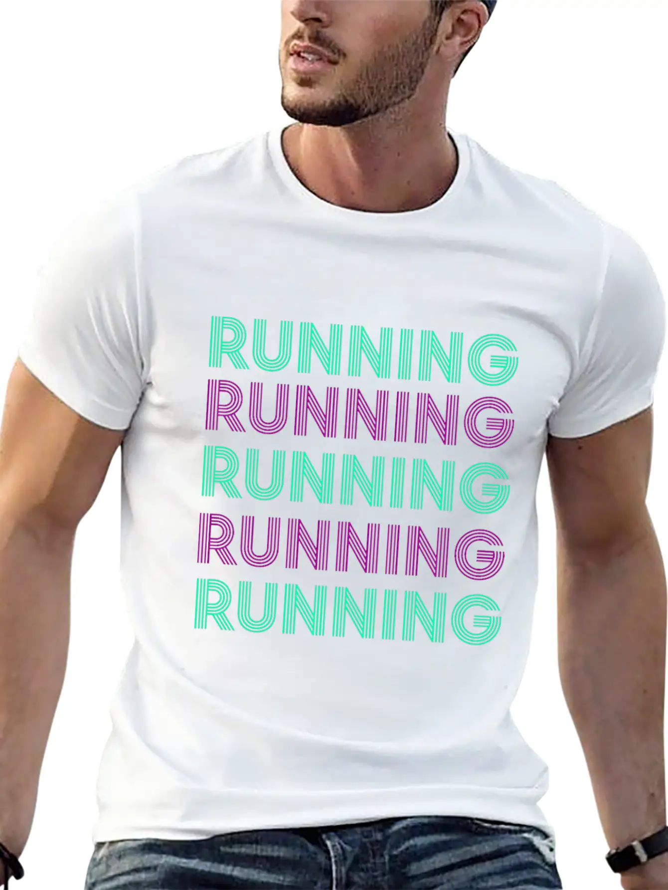 RUNNING RUNNING Unisex Short Sleeve Soft Cotton T-Shirt – Casual Everyday Wear