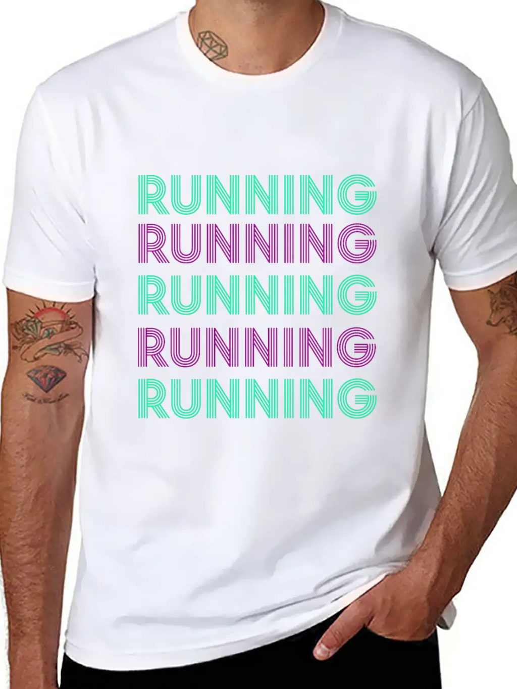 RUNNING RUNNING Unisex Short Sleeve Soft Cotton T-Shirt – Casual Everyday Wear