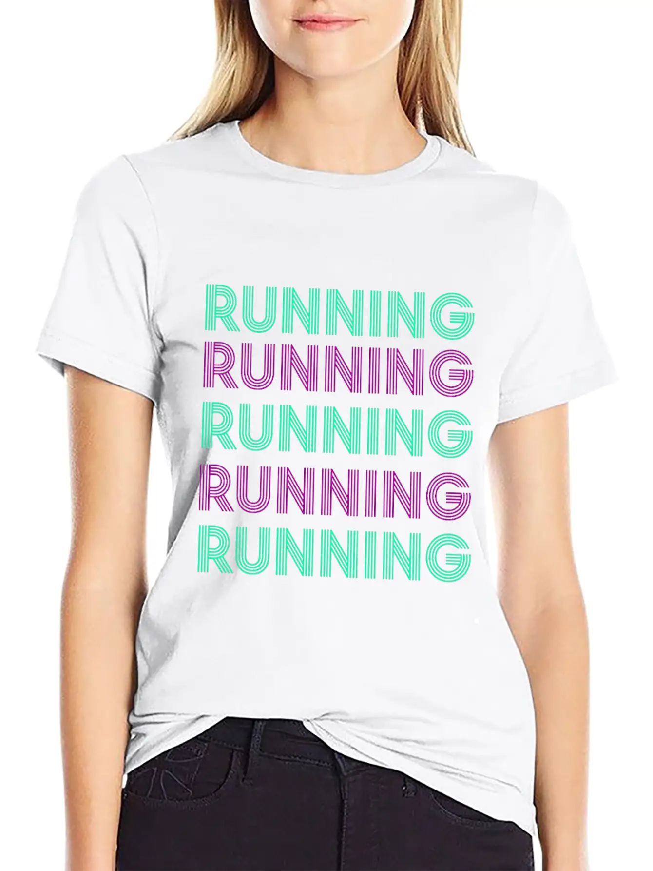 RUNNING RUNNING Unisex Short Sleeve Soft Cotton T-Shirt – Casual Everyday Wear