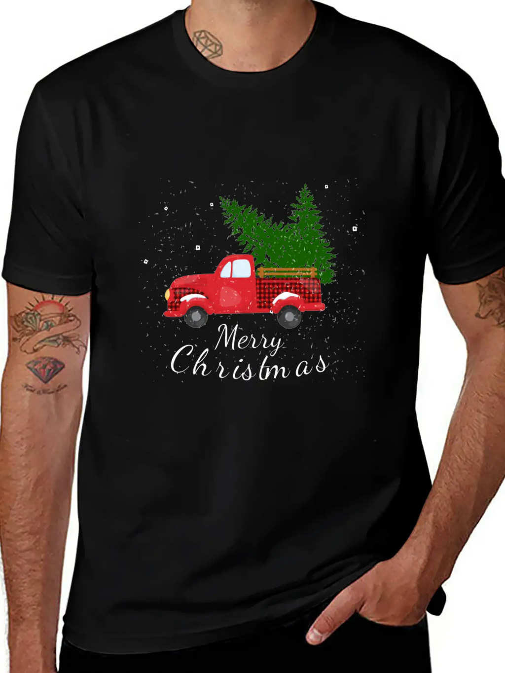Rustic Retro Farm Car Truck Wagon Christmas Fir Tr Essential Cotton Tee For Daily Outfits – Unisex Style