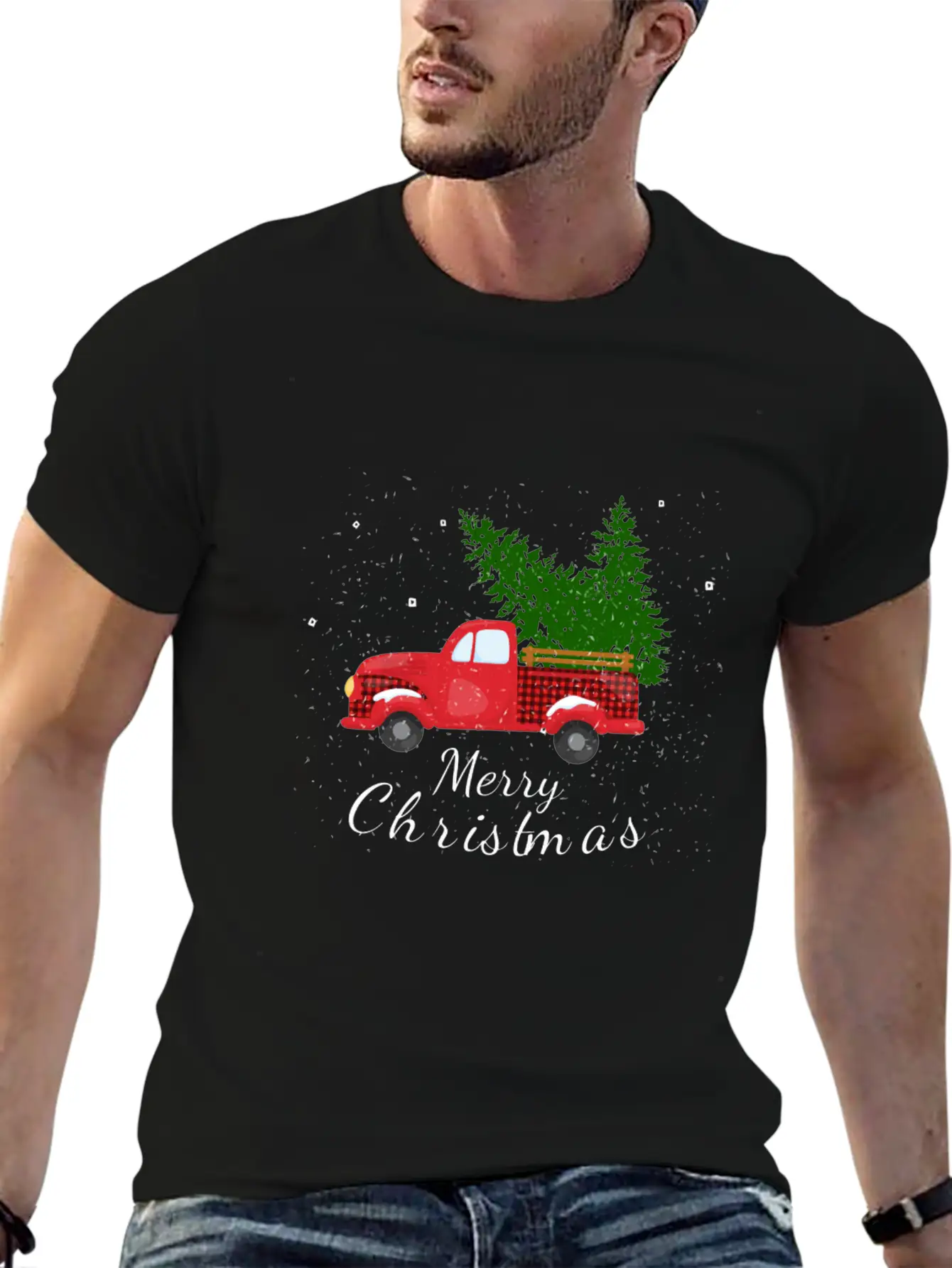 Rustic Retro Farm Car Truck Wagon Christmas Fir Tr Essential Cotton Tee For Daily Outfits – Unisex Style