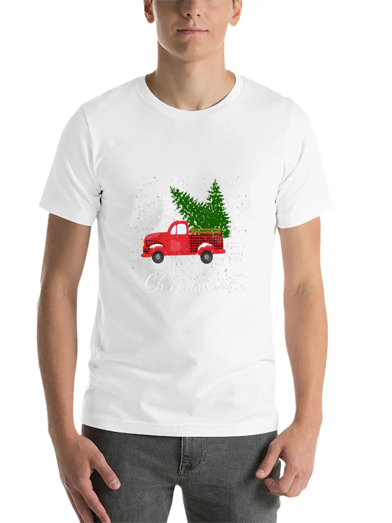 Rustic Retro Farm Car Truck Wagon Christmas Fir Tr Essential Cotton Tee For Daily Outfits – Unisex Style