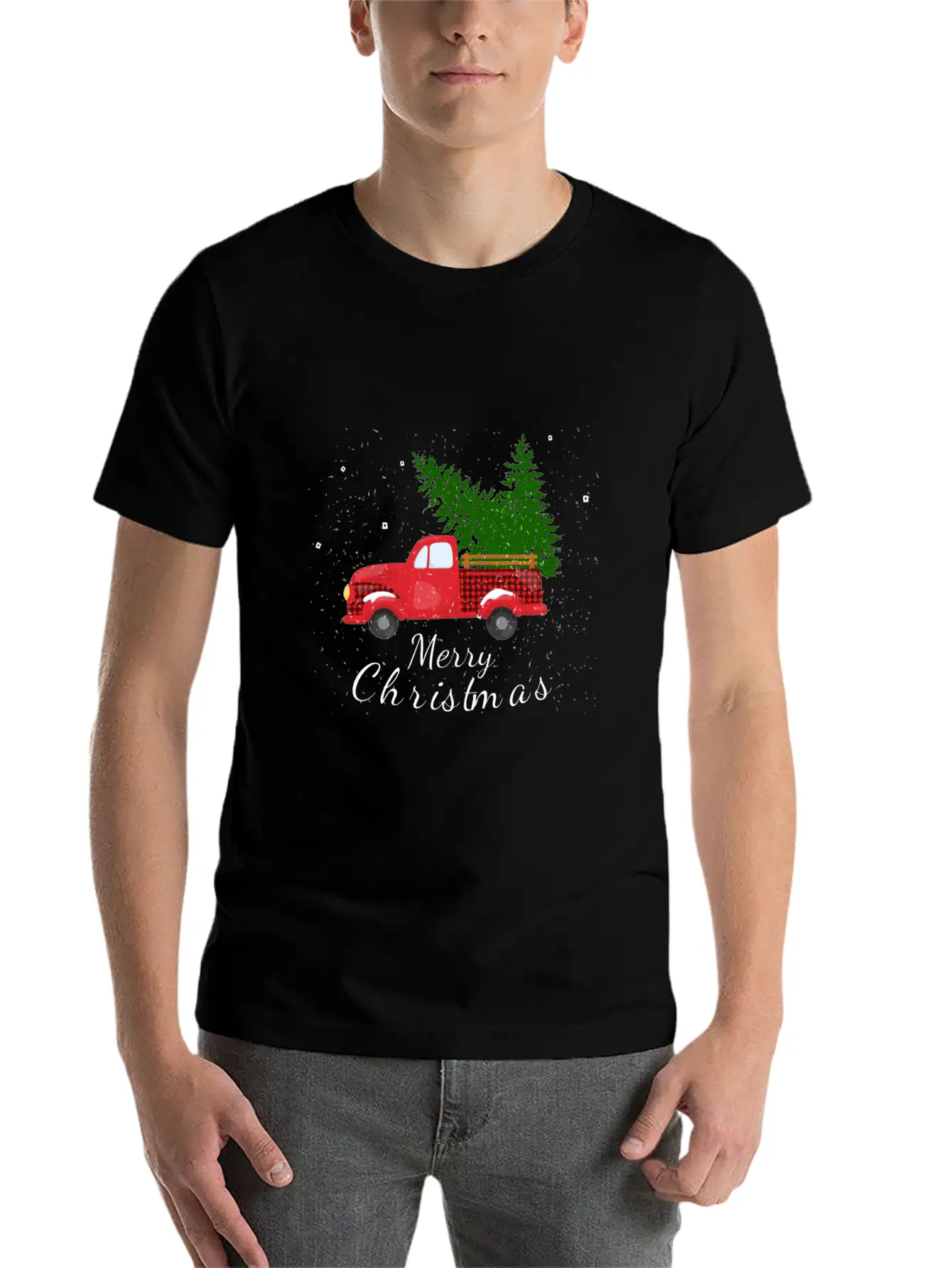 Rustic Retro Farm Car Truck Wagon Christmas Fir Tr Essential Cotton Tee For Daily Outfits – Unisex Style