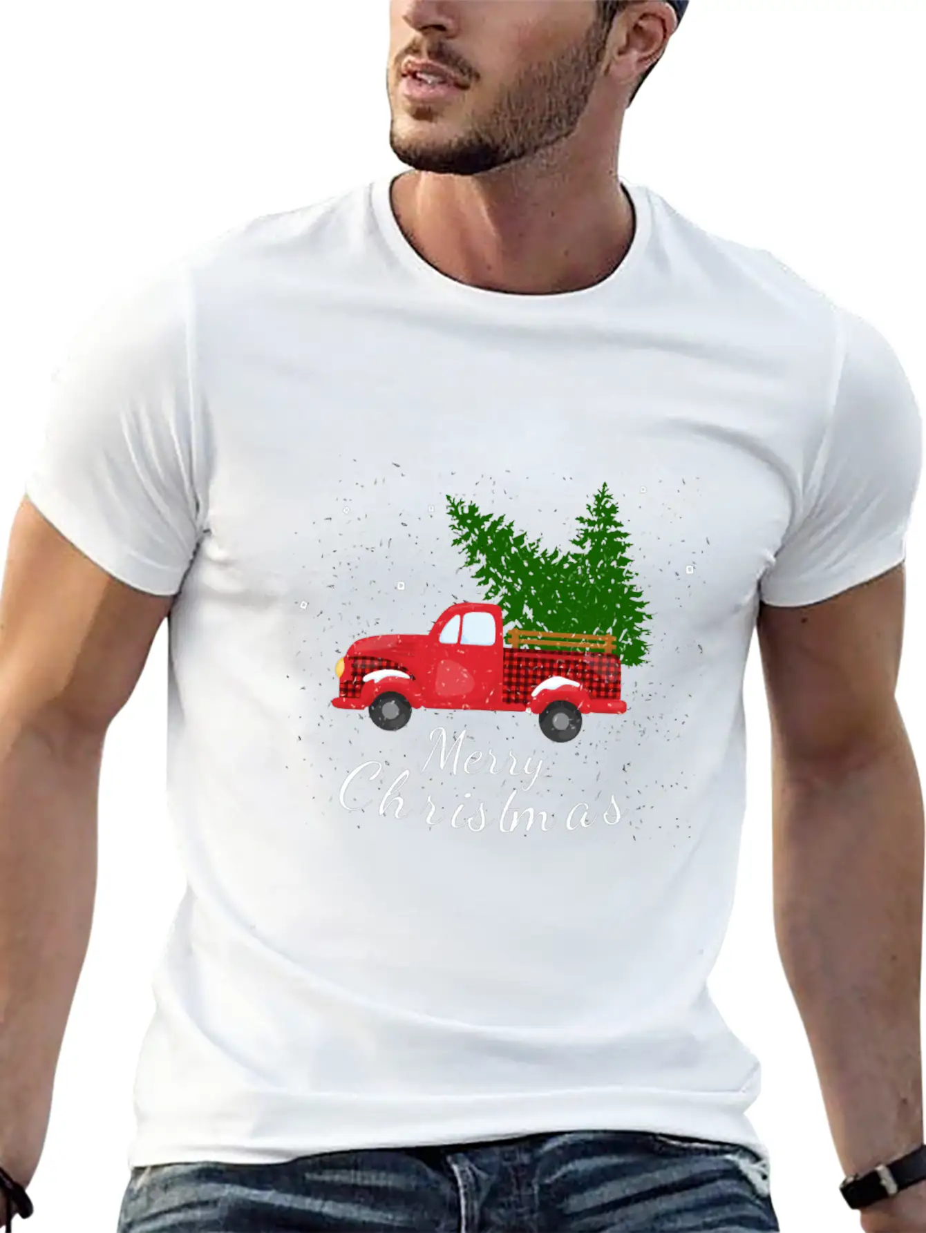 Rustic Retro Farm Car Truck Wagon Christmas Fir Tr Essential Cotton Tee For Daily Outfits – Unisex Style