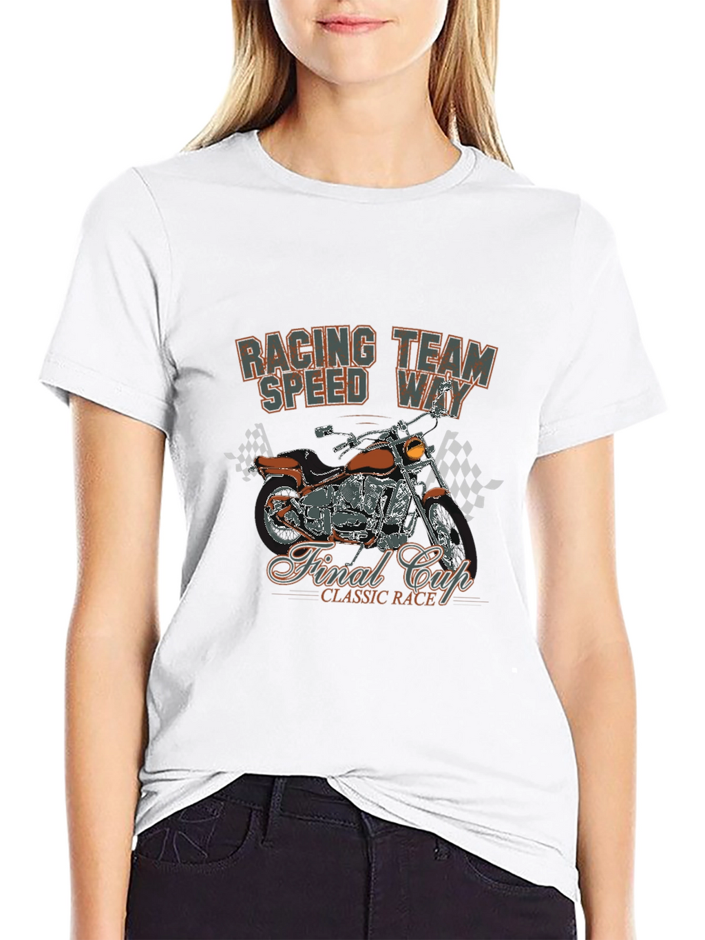 Racing Team T-Shirt with Motorcycle Graphic
