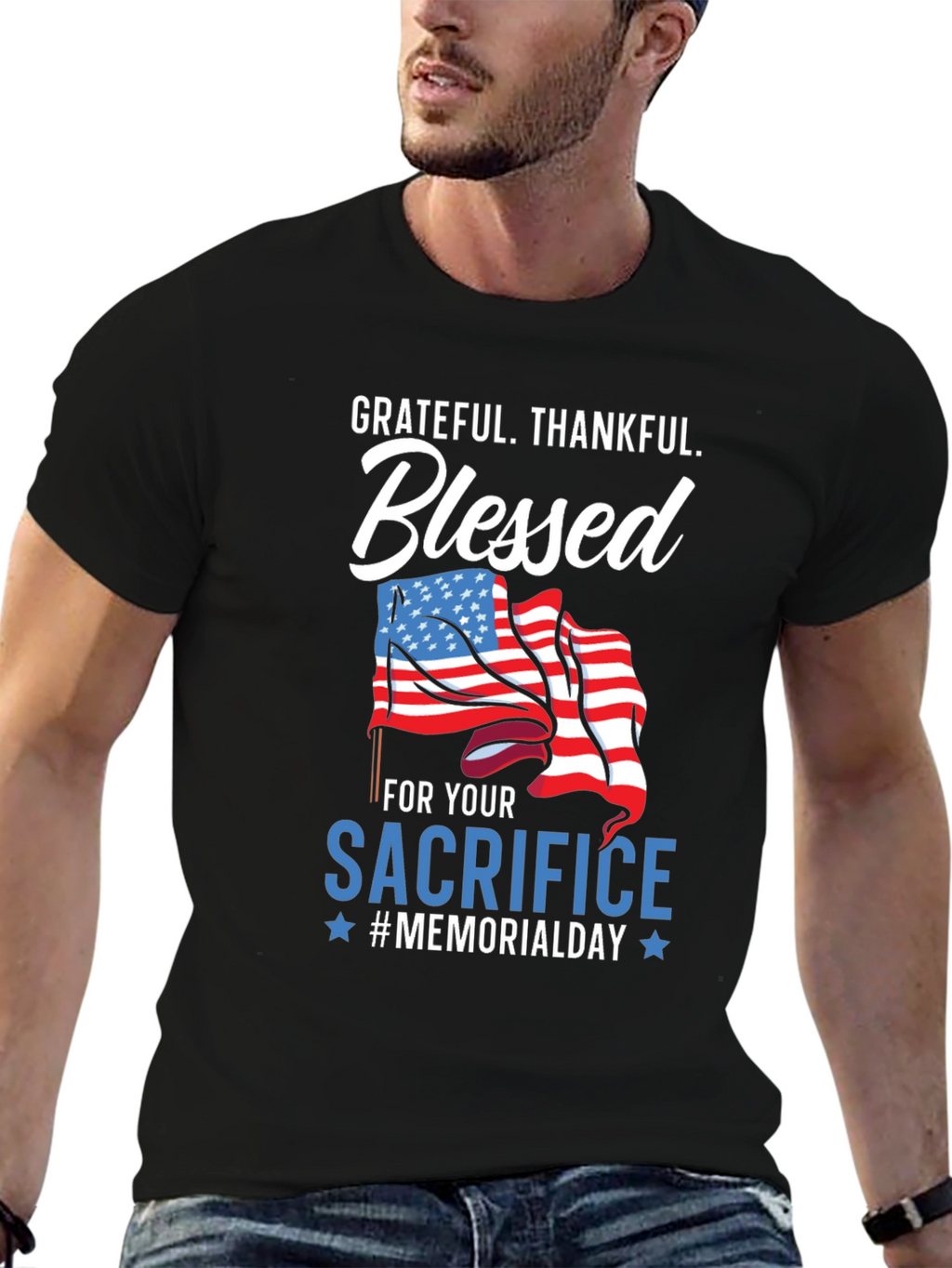 Grateful Blessed Memorial Day Graphic Tee