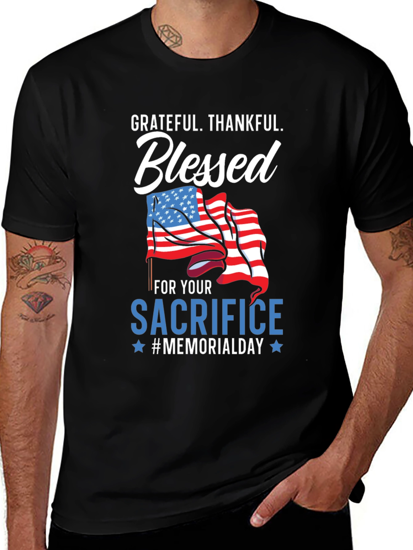 Grateful Blessed Memorial Day Graphic Tee