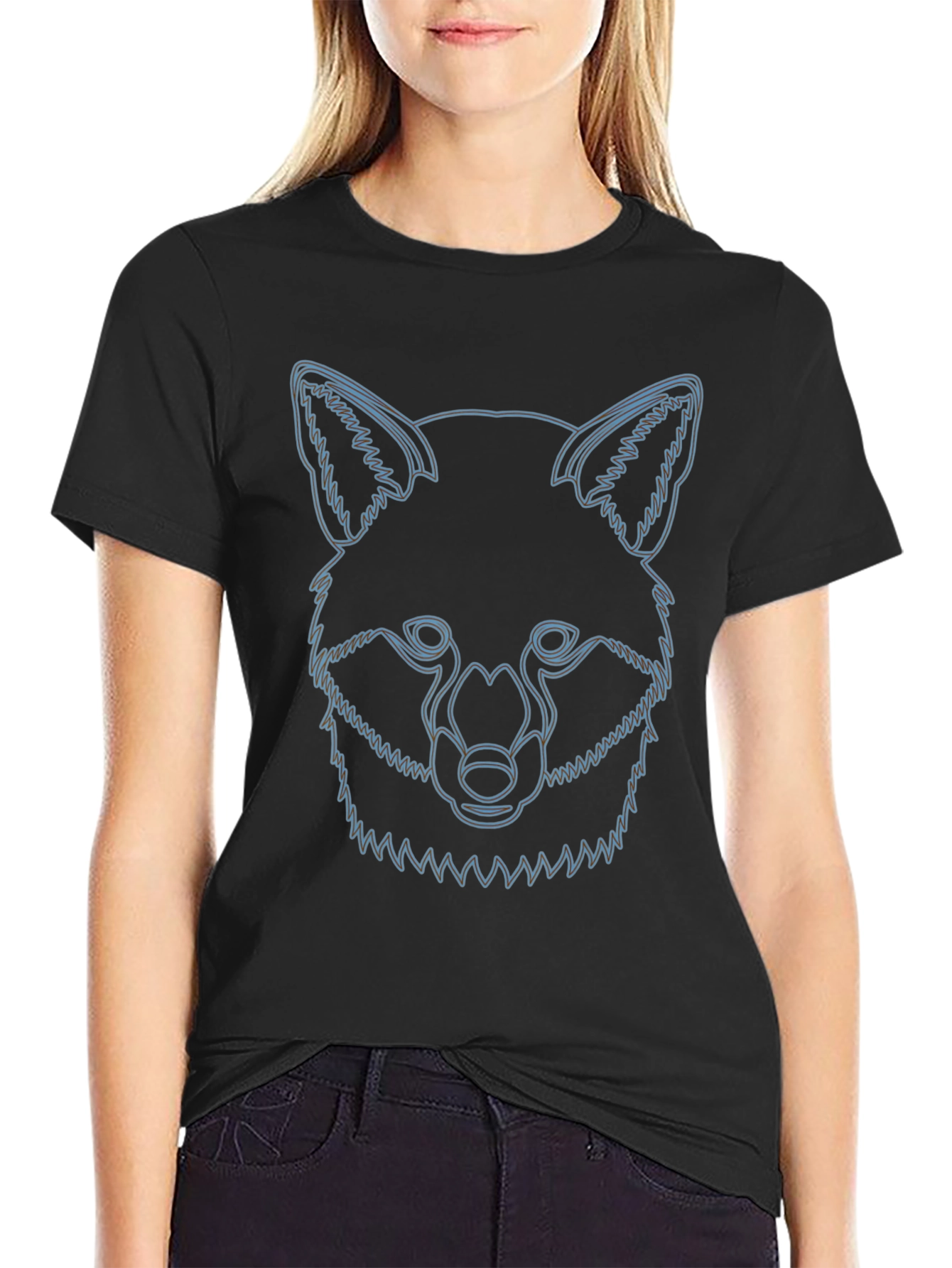 Fox Outline Graphic Tee - Stylish Animal Design