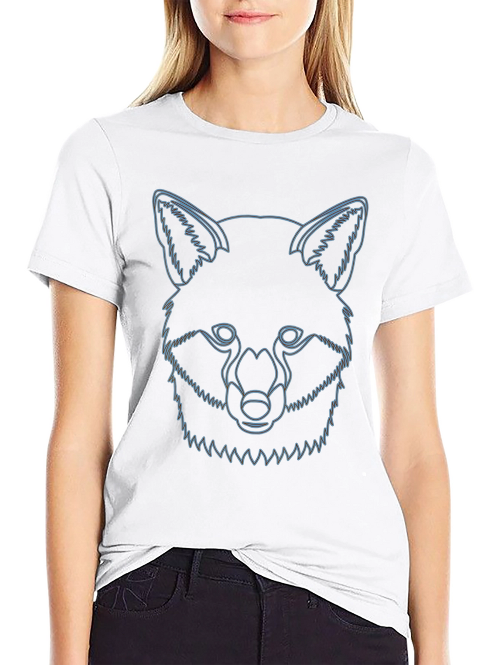 Fox Outline Graphic Tee - Stylish Animal Design