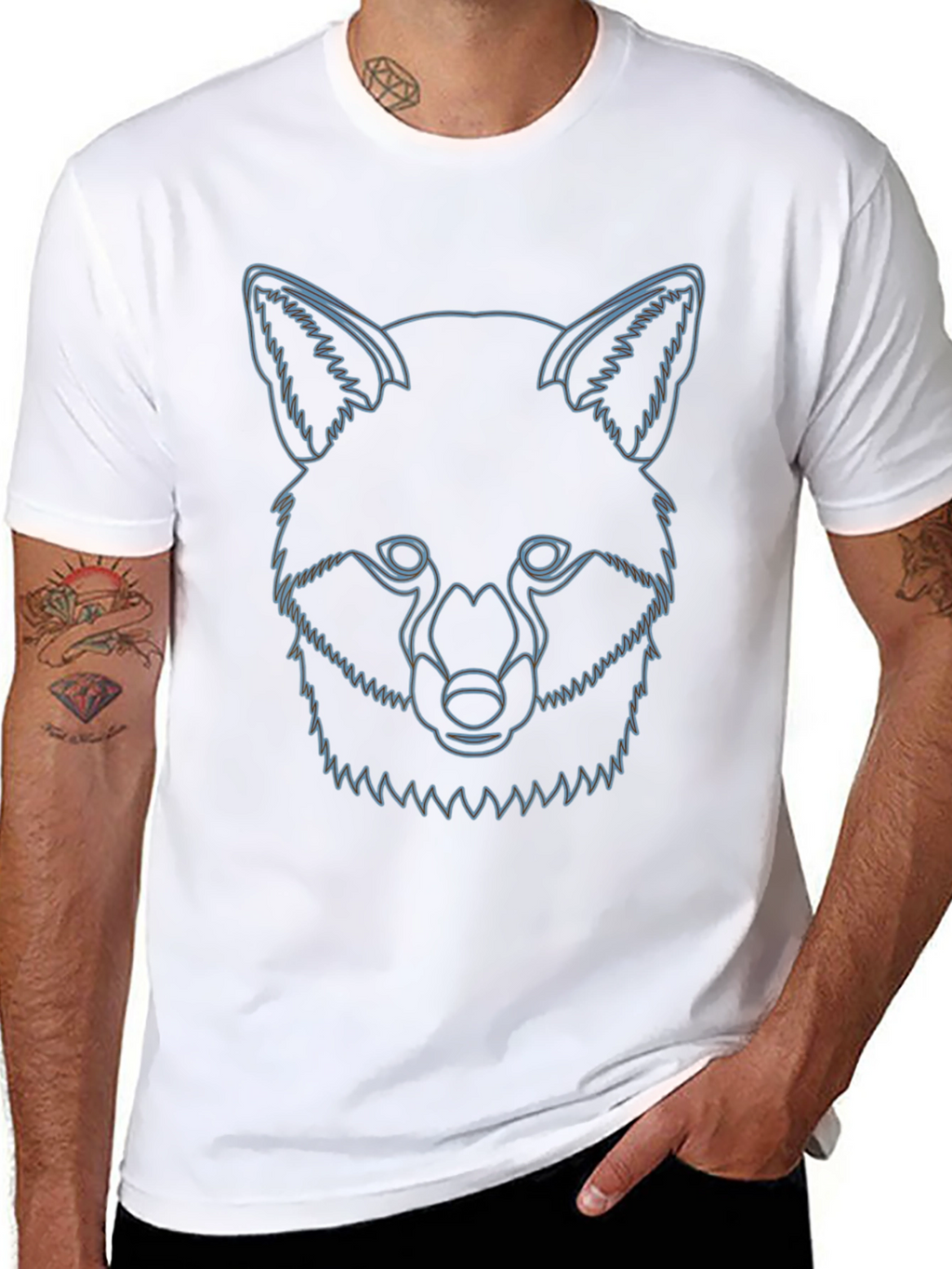 Fox Outline Graphic Tee - Stylish Animal Design