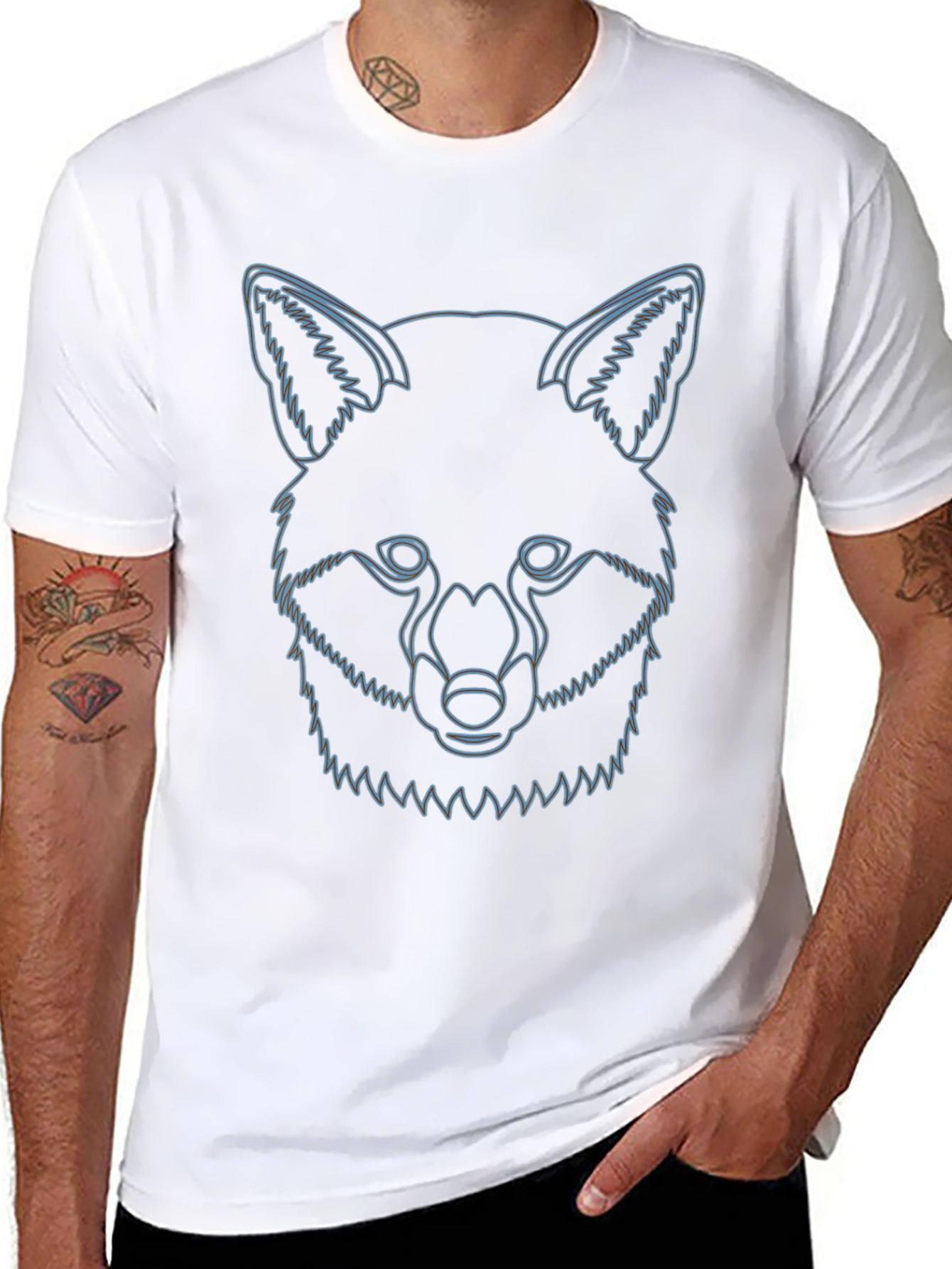 Fox Outline Graphic Tee - Stylish Animal Design