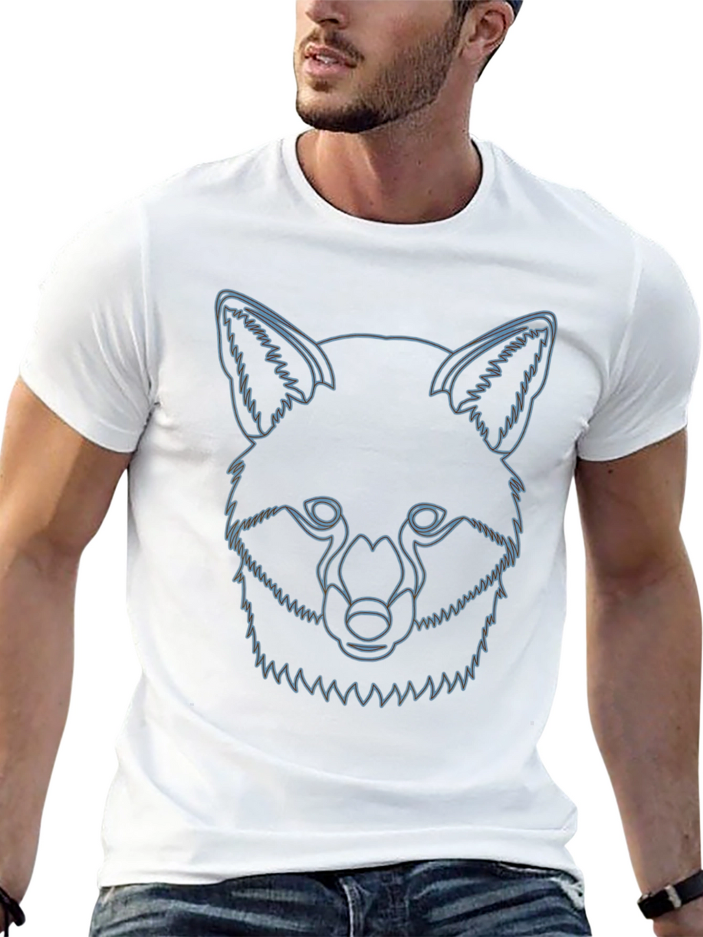Fox Outline Graphic Tee - Stylish Animal Design