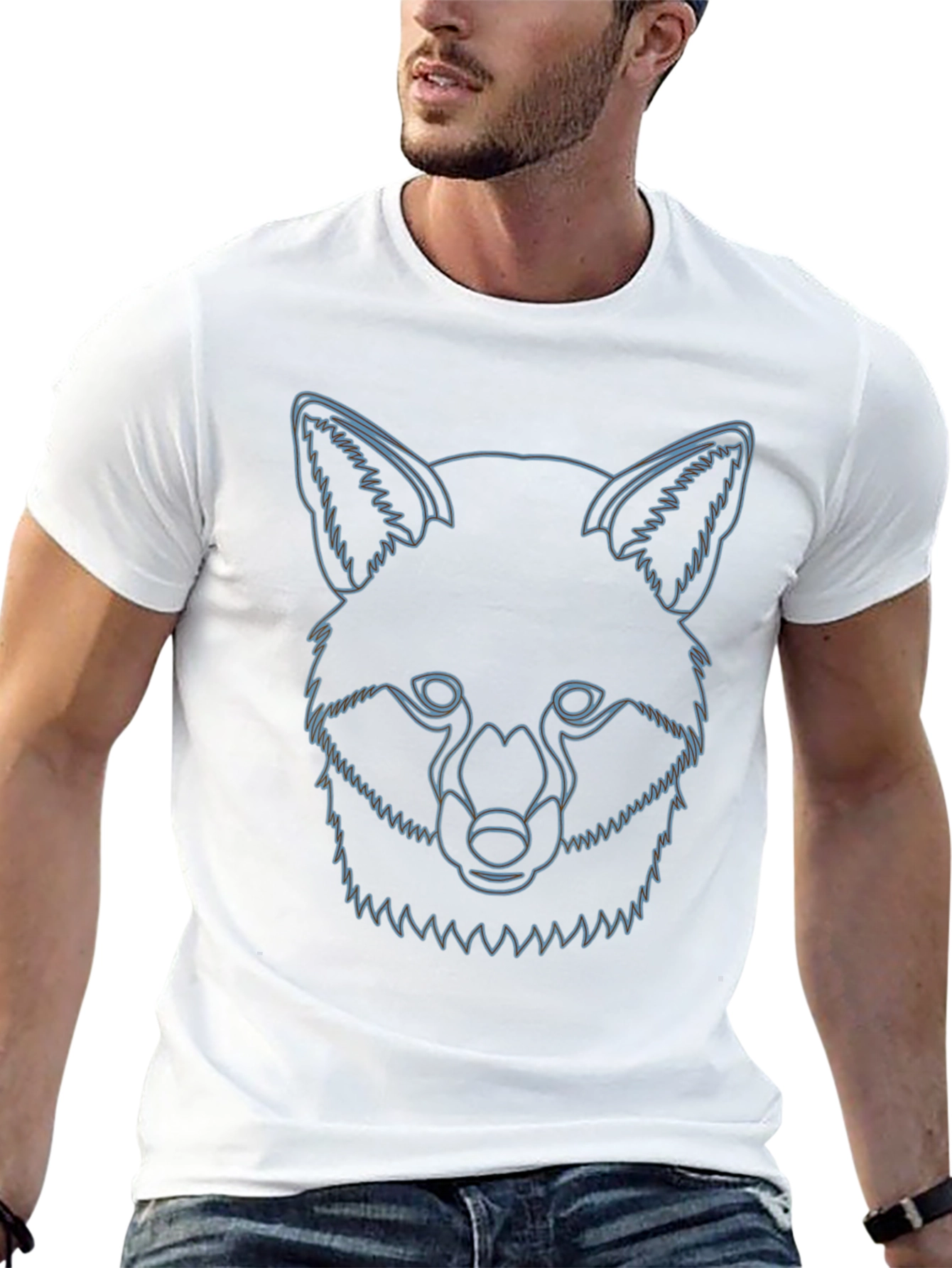 Fox Outline Graphic Tee - Stylish Animal Design
