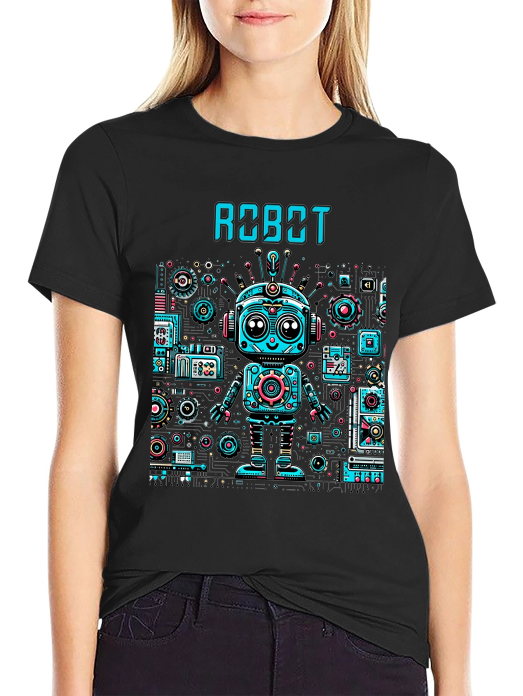 Robot Graphic Print T-Shirt