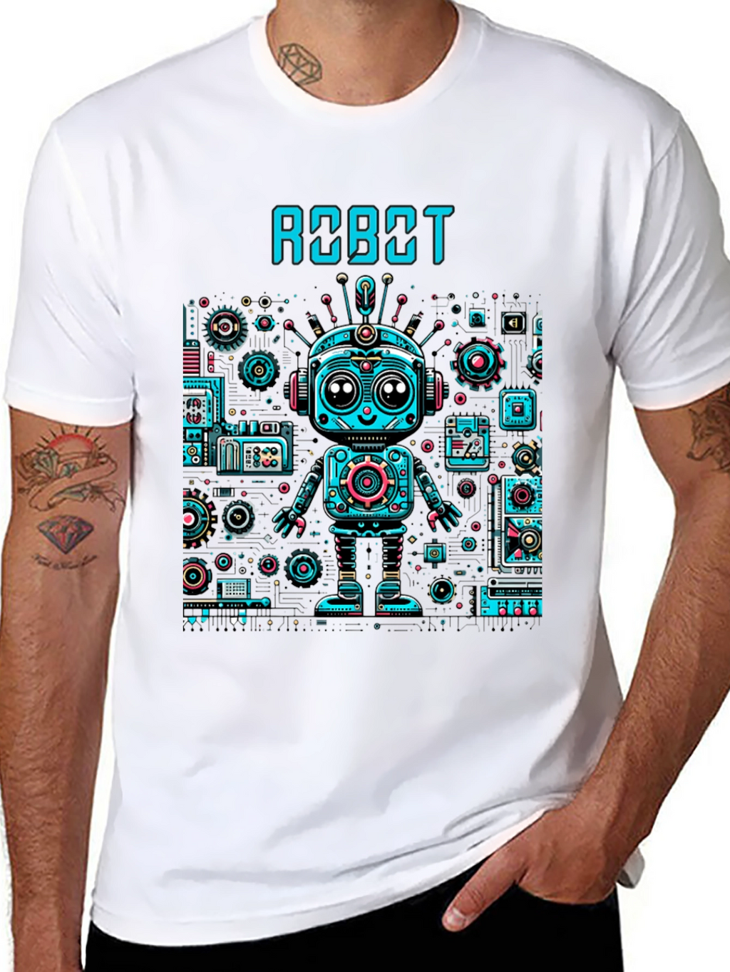 Robot Graphic Print T-Shirt