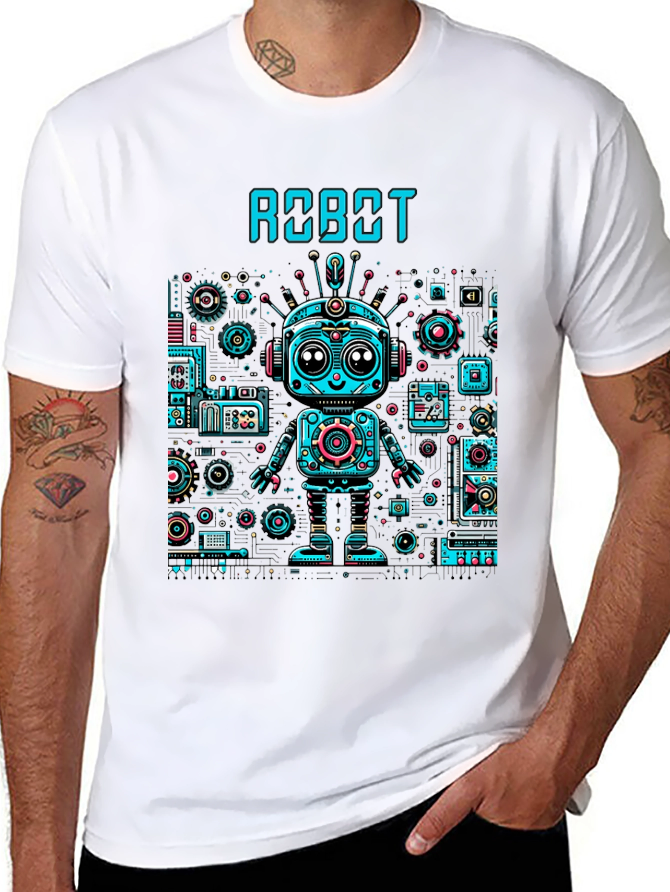 Robot Graphic Print T-Shirt