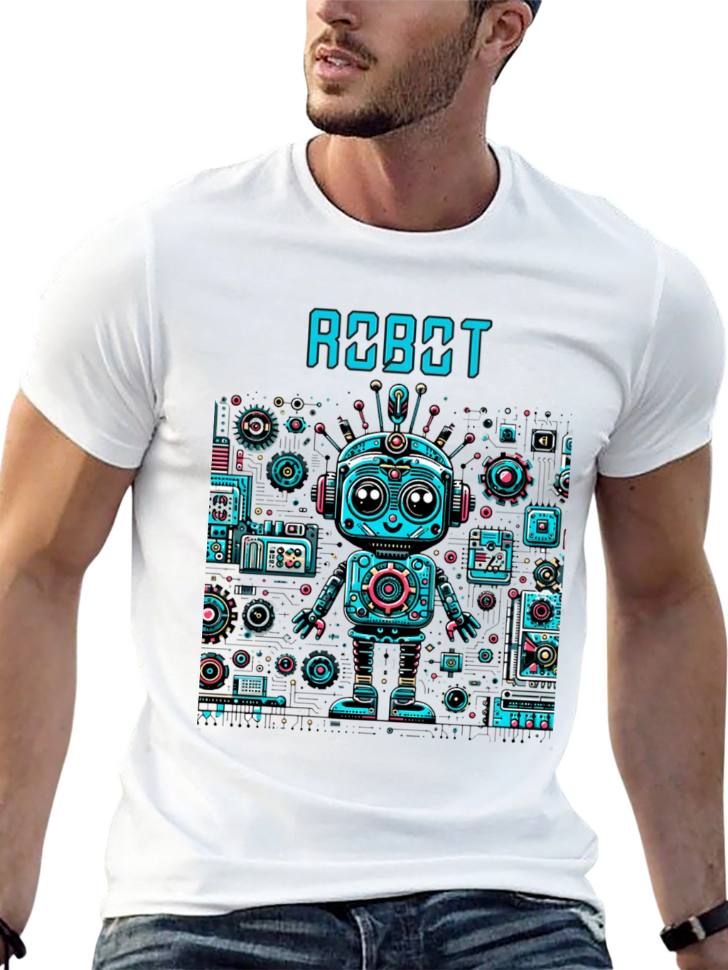 Robot Graphic Print T-Shirt
